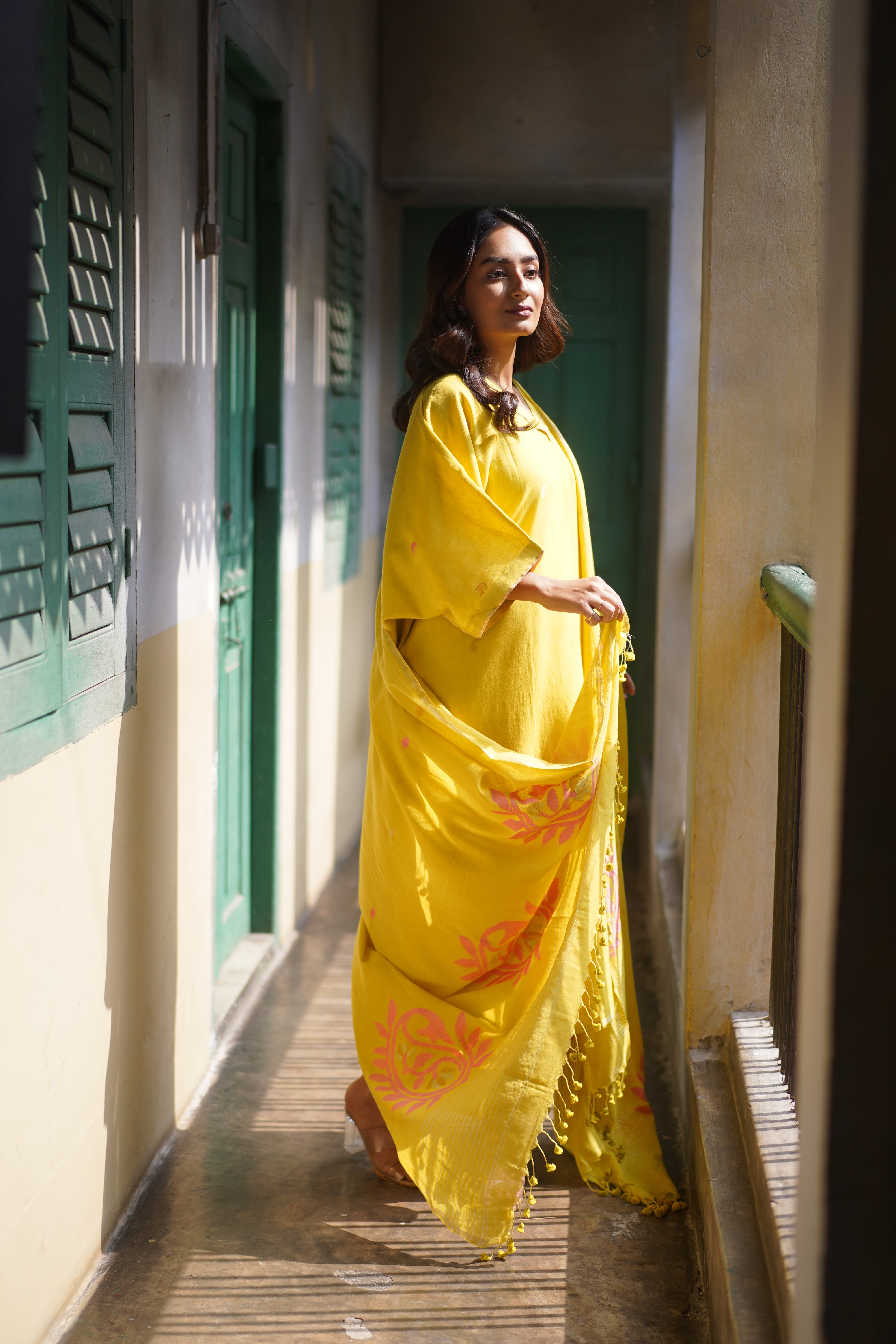 Olive Radiance (Mulmul Jamdani)