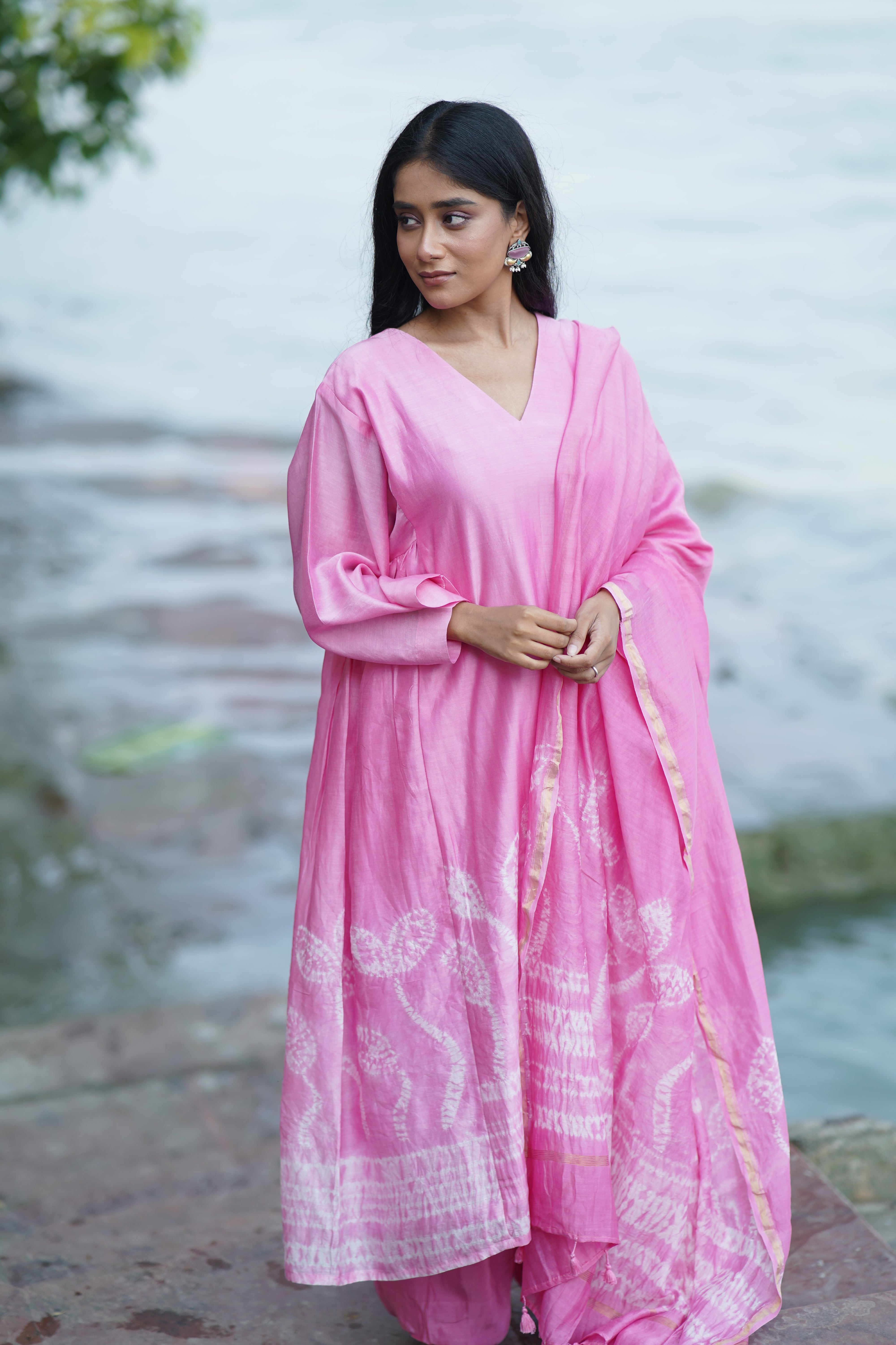 Rose Mist (Chanderi Tie Dye)