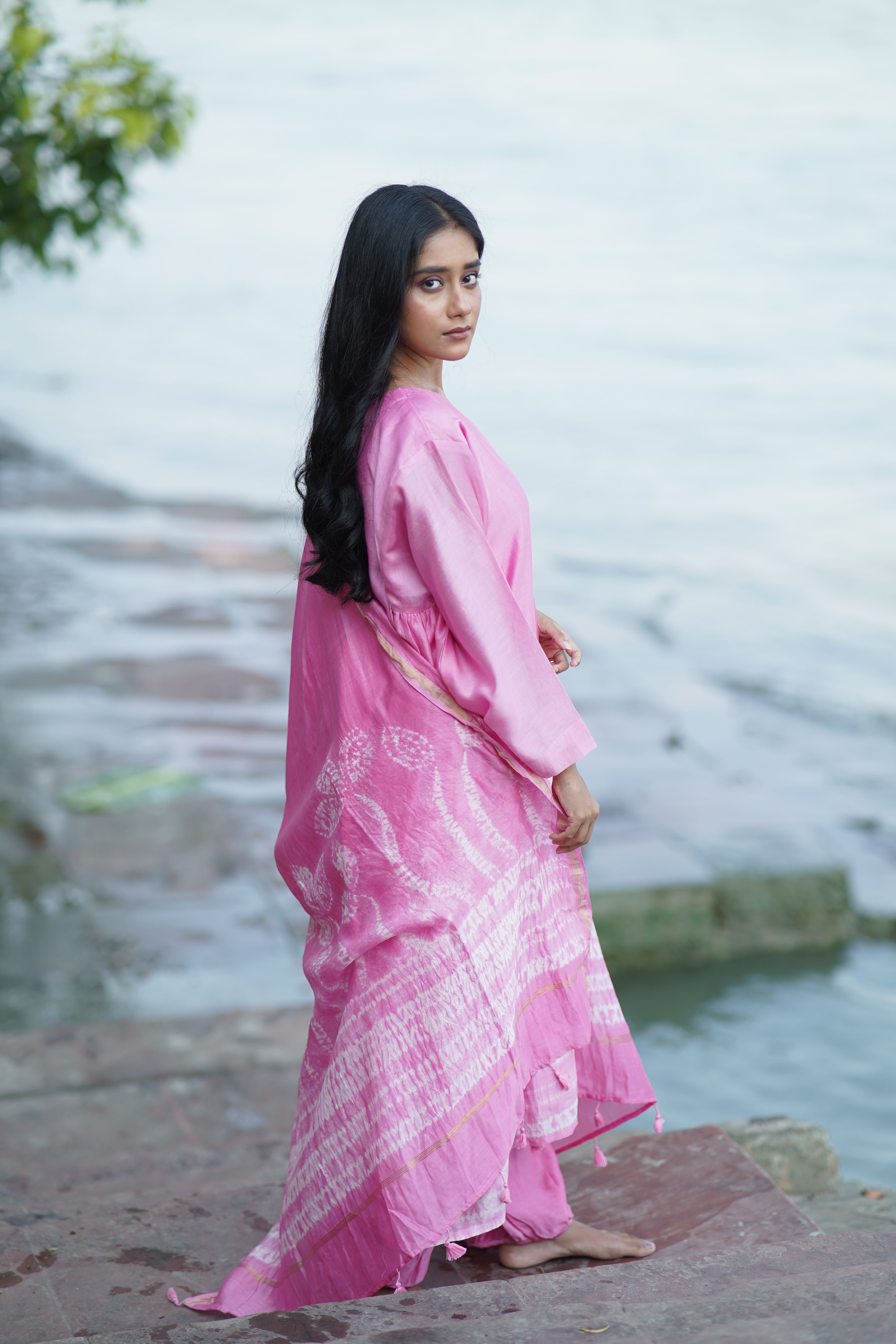 Rose Mist (Chanderi Tie Dye)