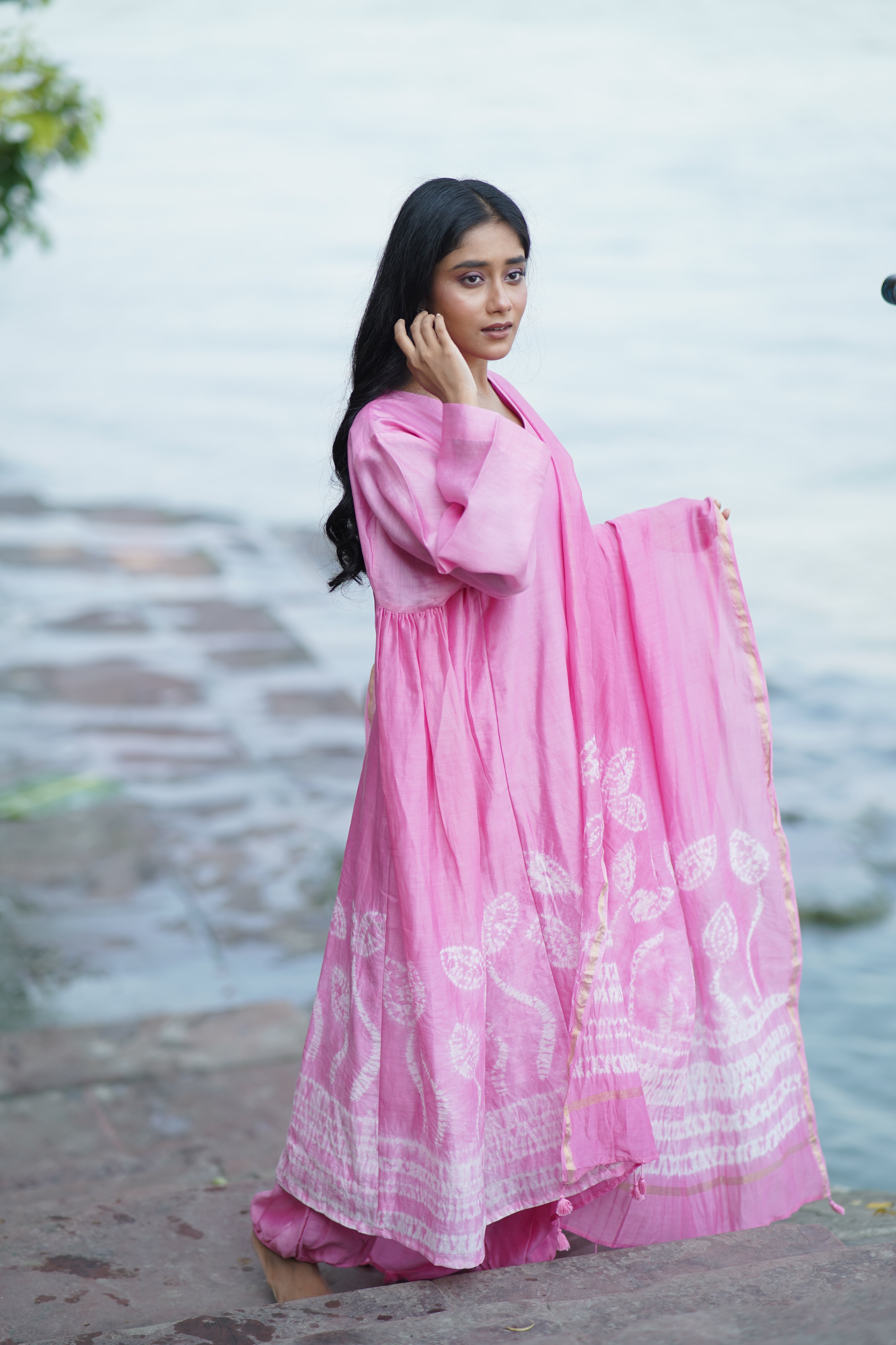 Rose Mist (Chanderi Tie Dye)