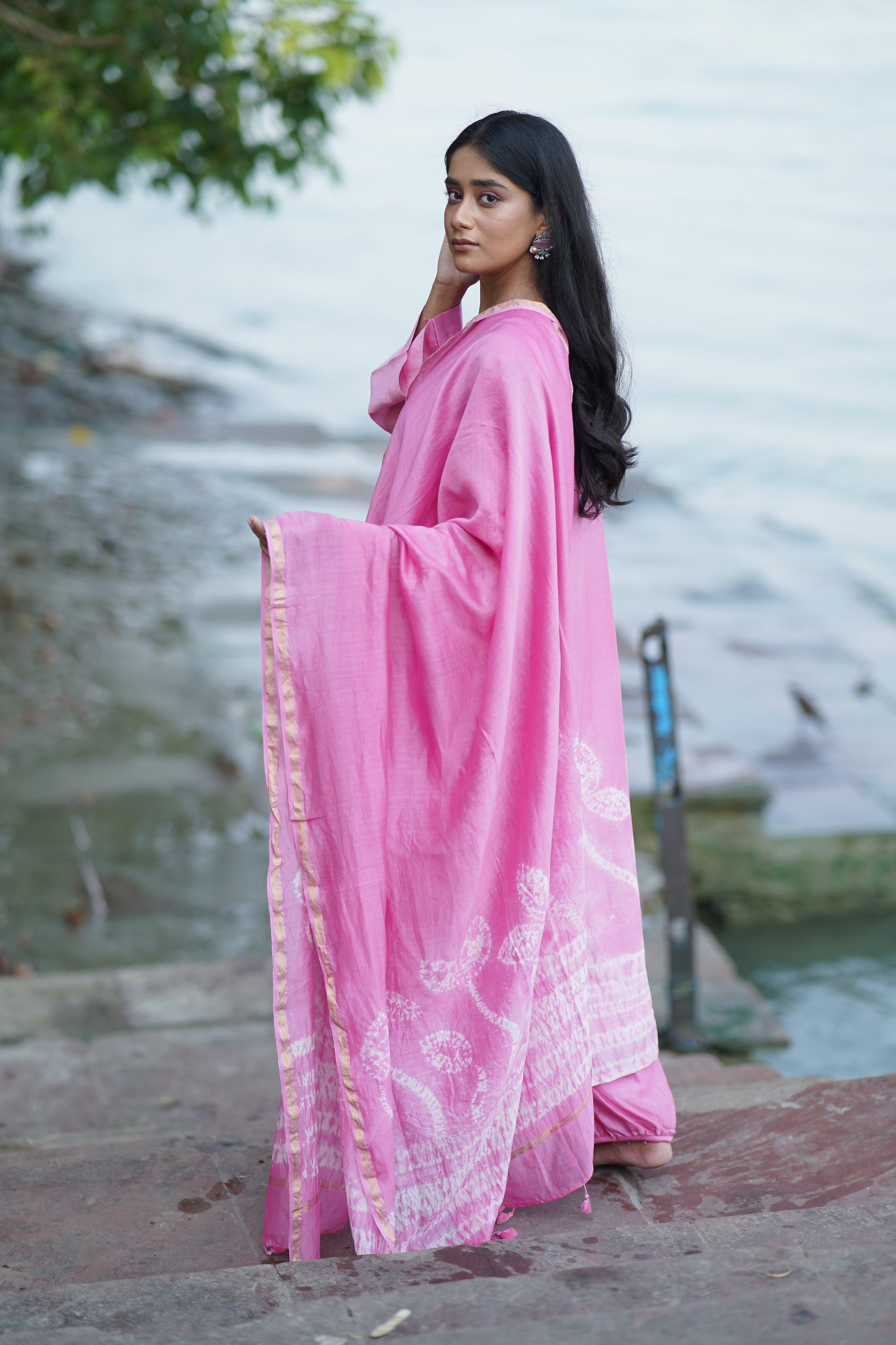 Rose Mist (Chanderi Tie Dye)