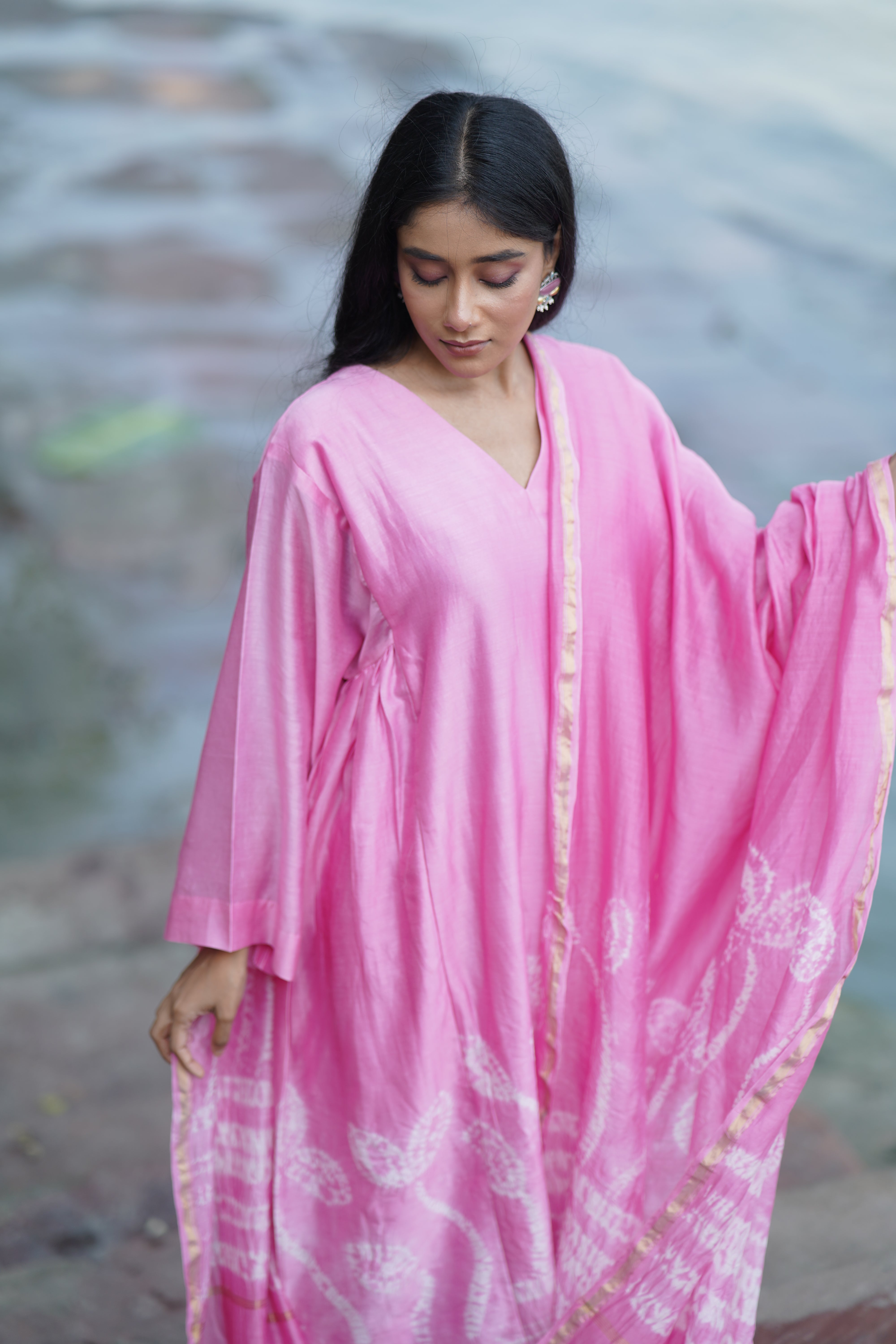 Rose Mist (Chanderi Tie Dye)