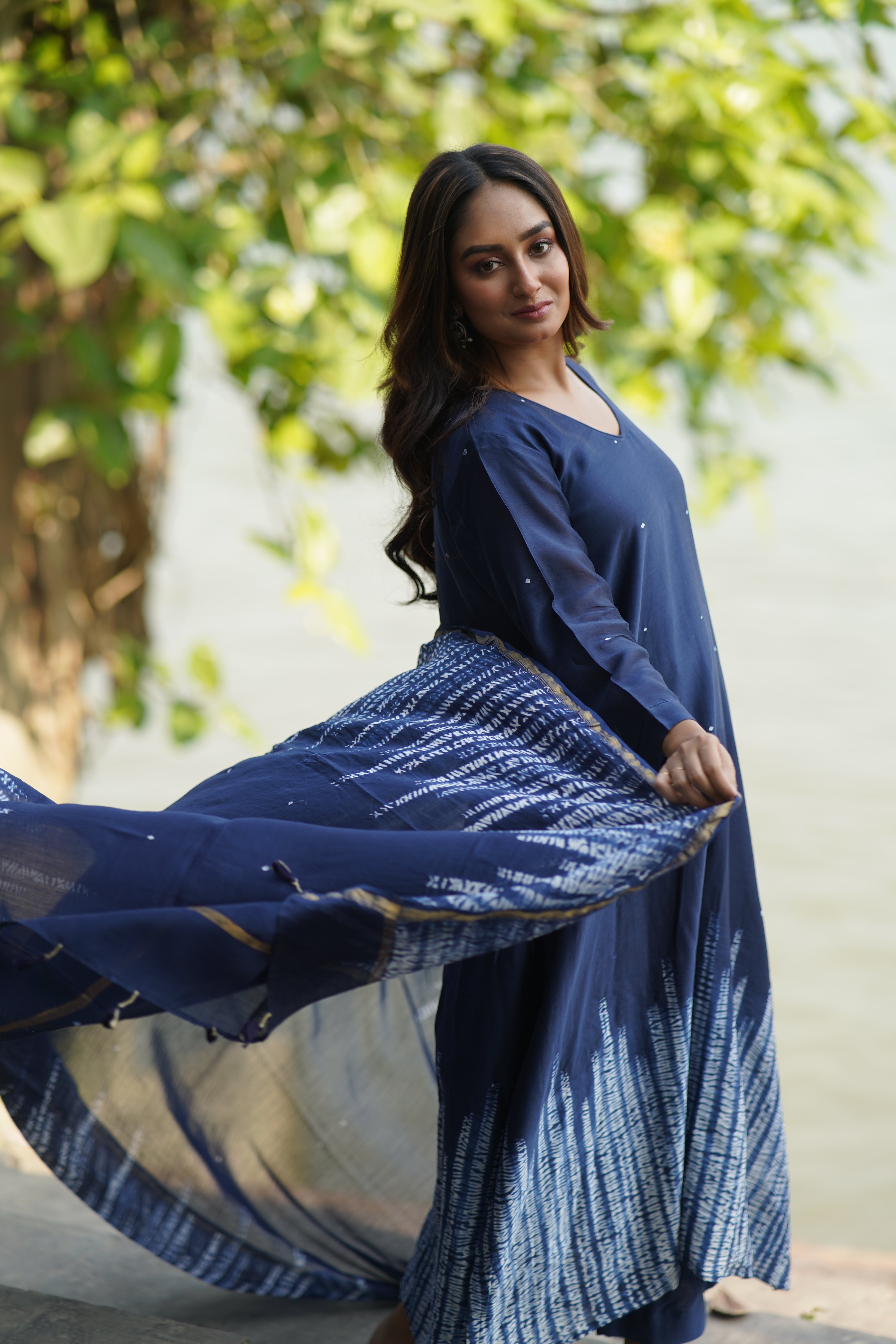 Midnight Waves (Chanderi Bhandej , Tie Dye)
