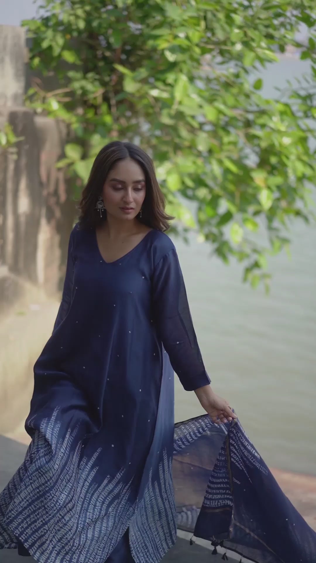 Midnight Waves (Chanderi Bhandej , Tie Dye)