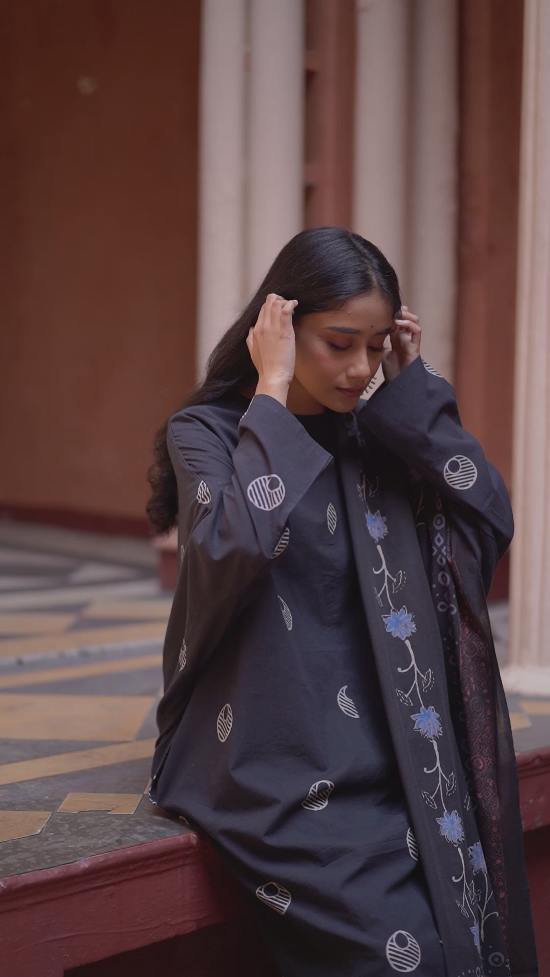 Night Frost (Cotton Block Print, kurta-lower only)