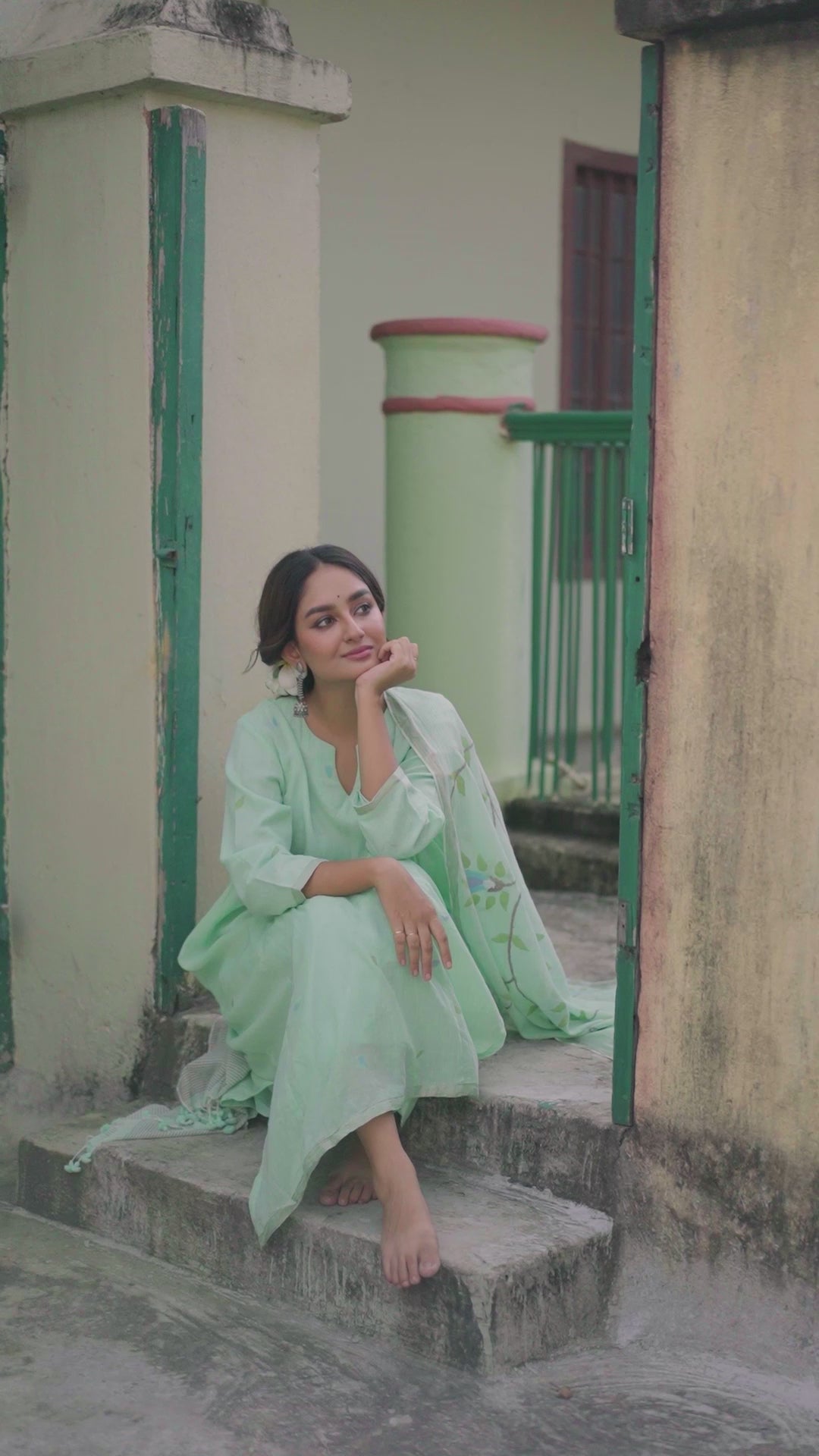 Emerald Bloom (Mulmul Jamdani)