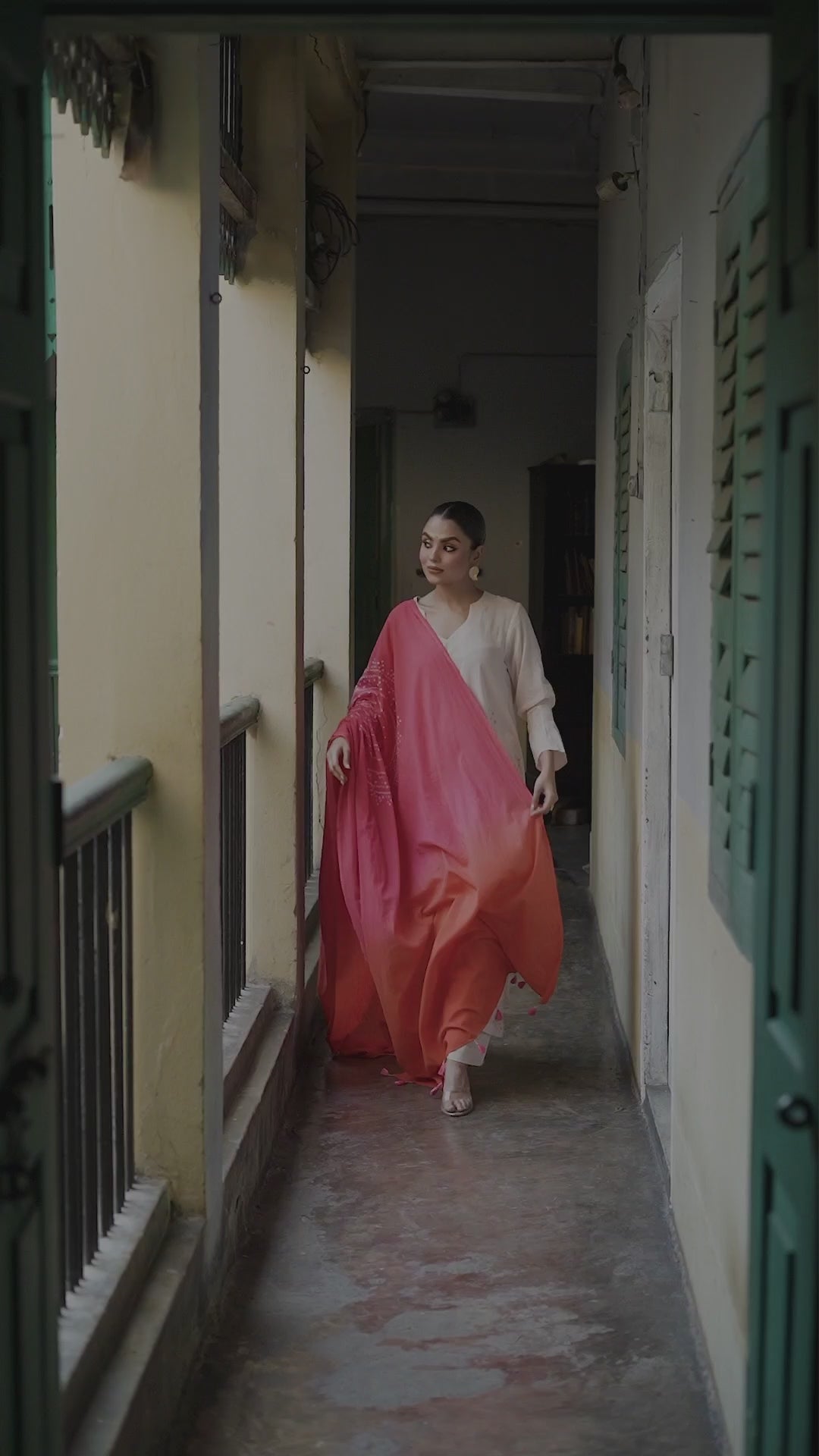 Raunaq-Peach pink (Cotton Bhandej)