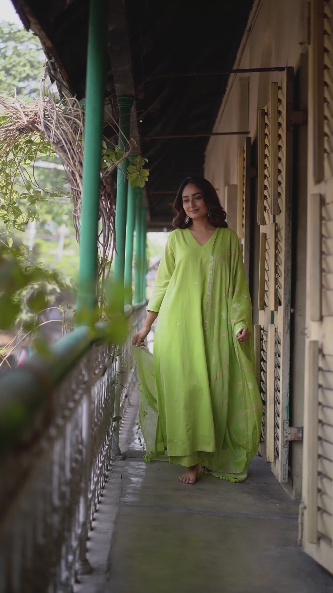 Lime Whisper (Mulmul Jamdani)