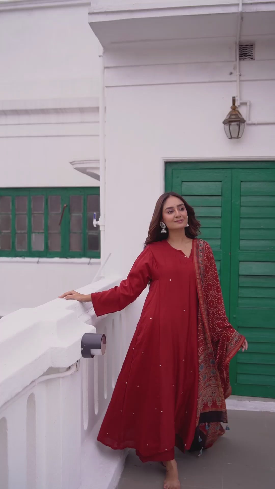 Maroon Oasis (Chanderi Bhandej Ajrakh)