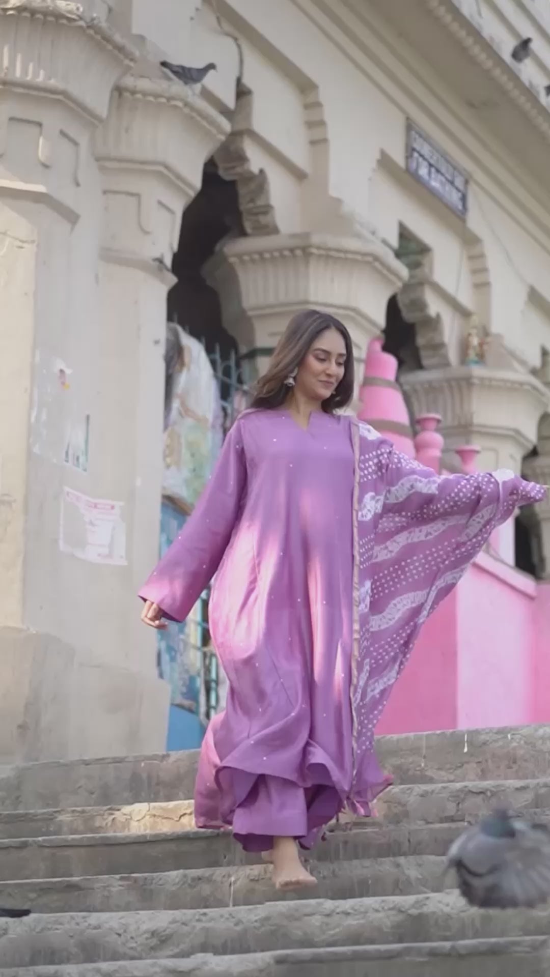 Dusky Lavender (Chanderi Bhandej , Tie Dye)