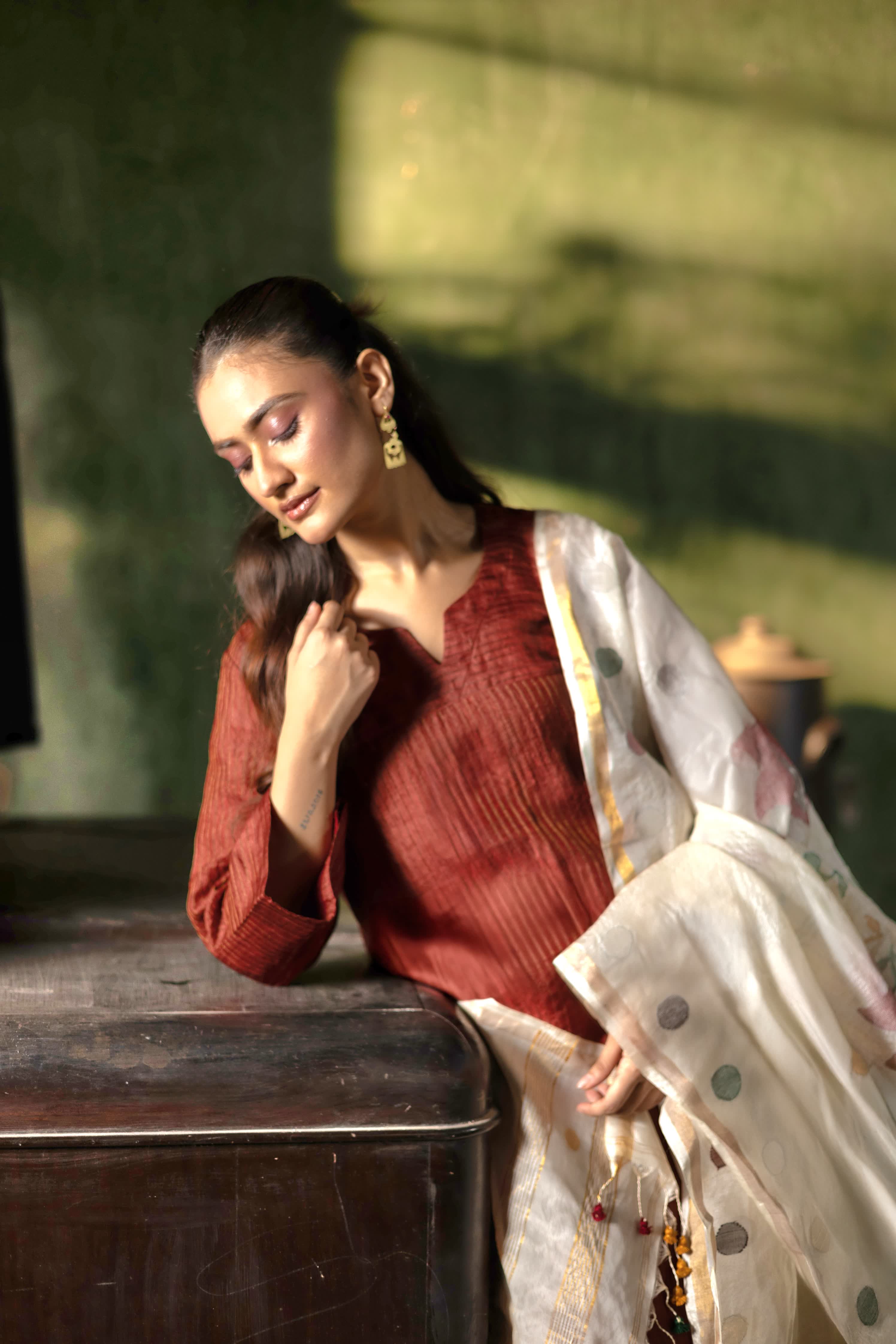 ROOH - Maroon (Silk Jamdani)