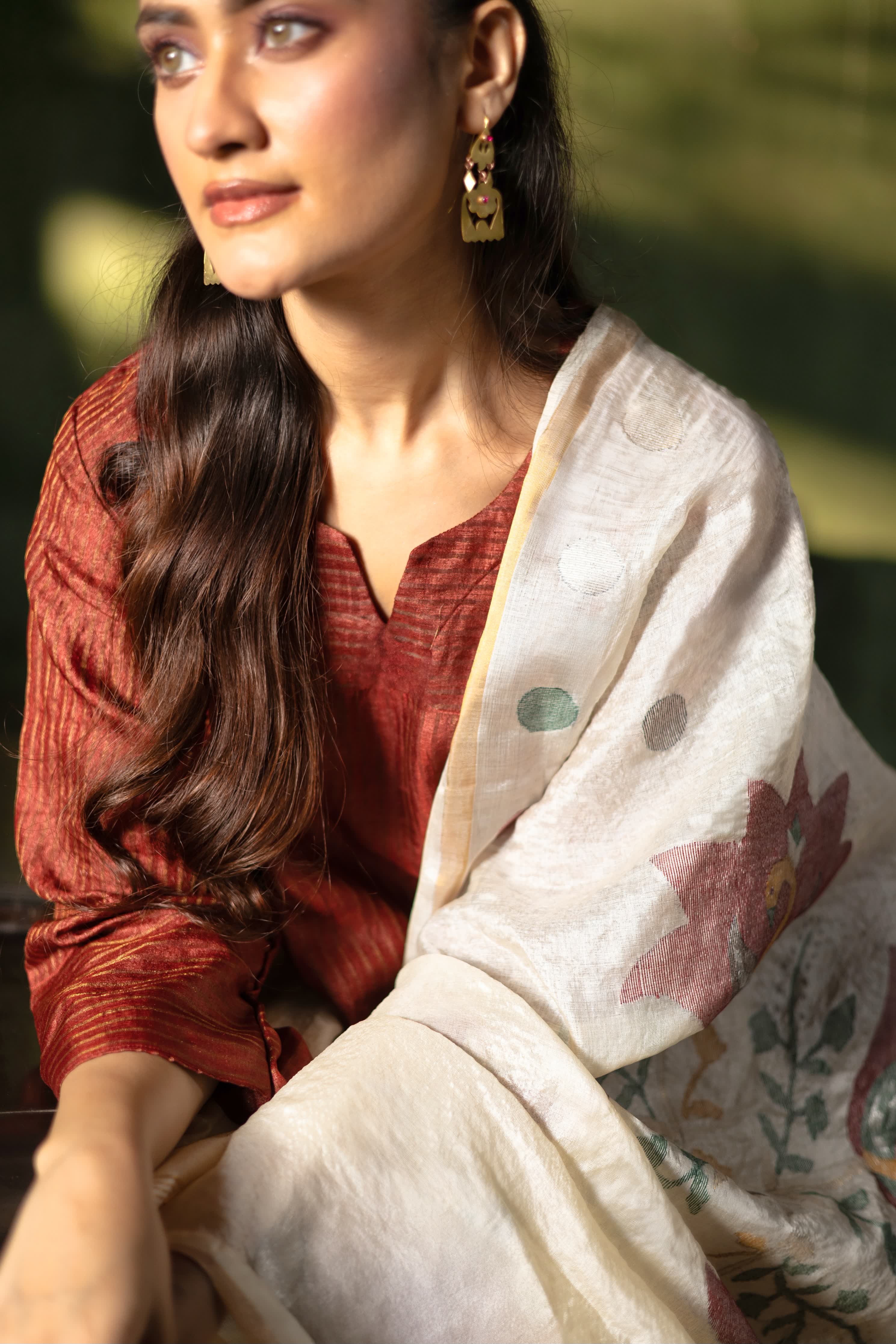 ROOH - Maroon (Silk Jamdani)
