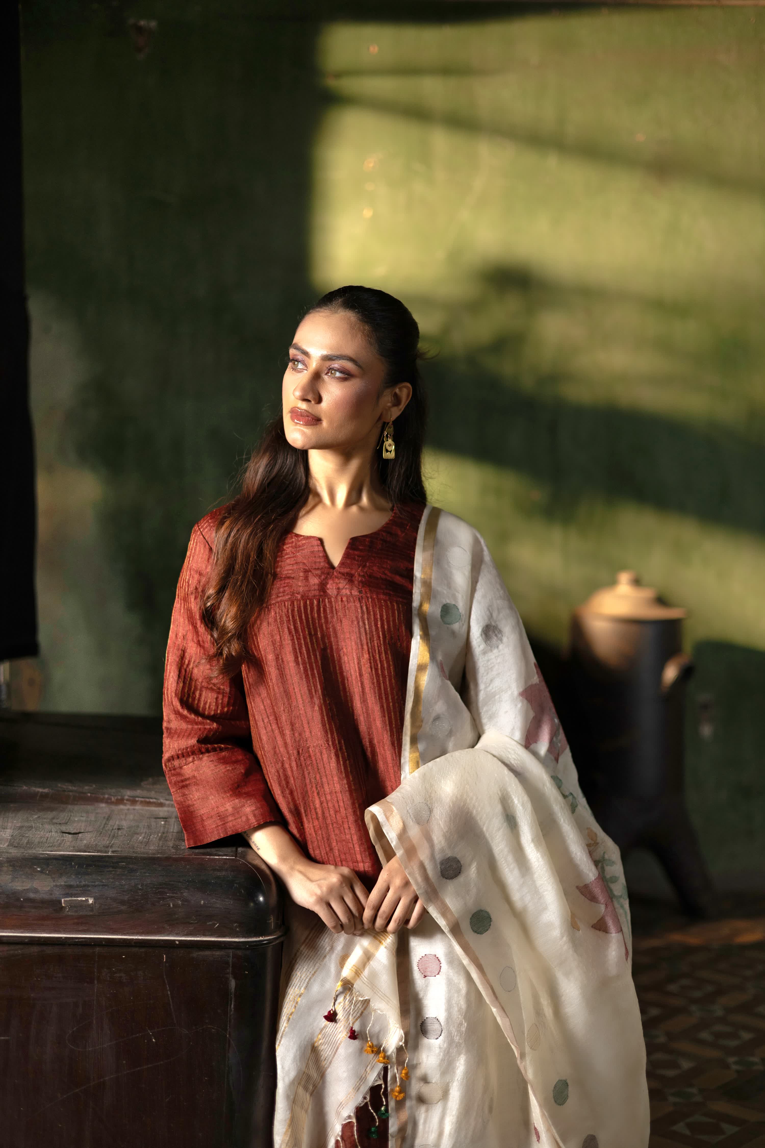 ROOH - Maroon (Silk Jamdani)