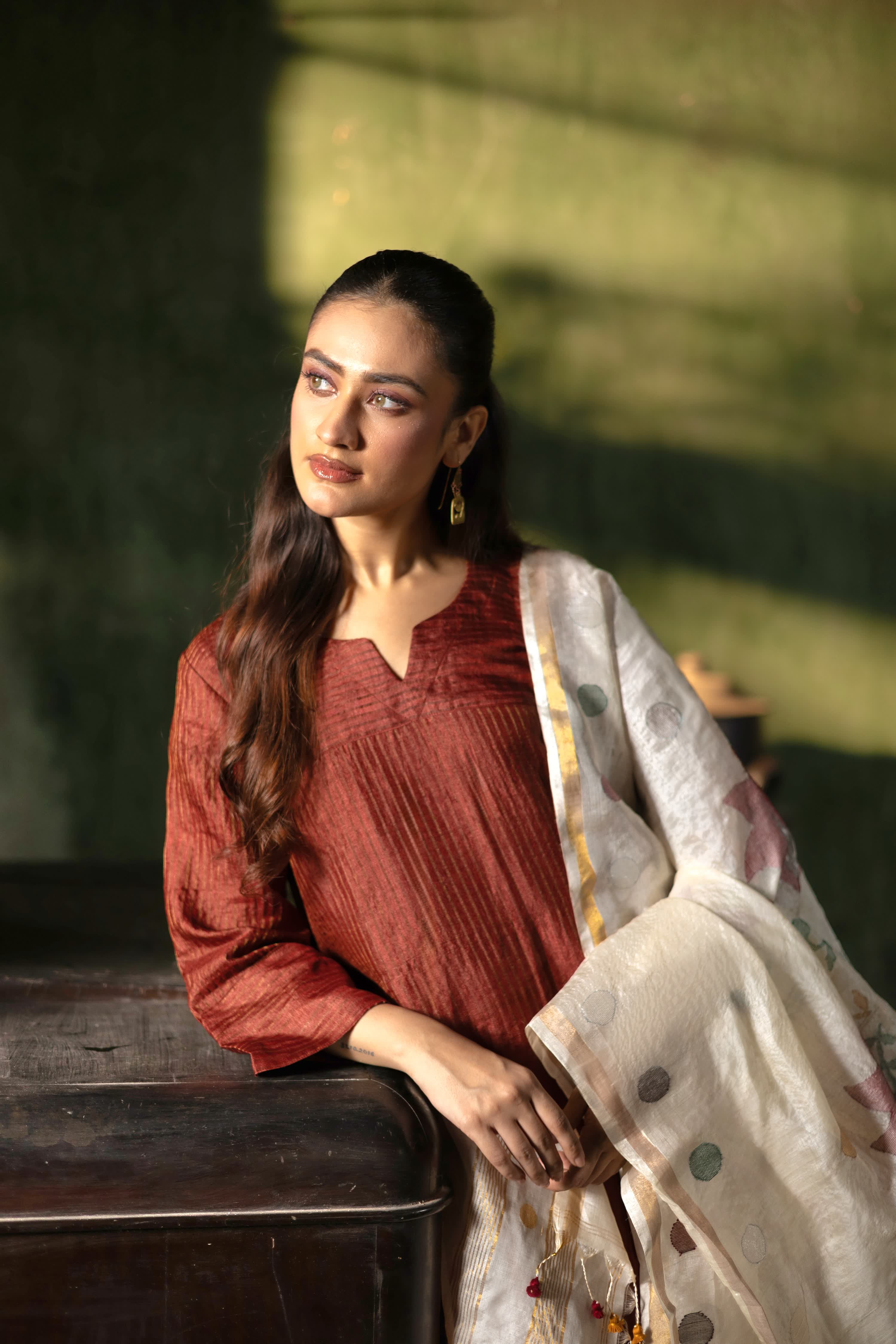 ROOH - Maroon (Silk Jamdani)