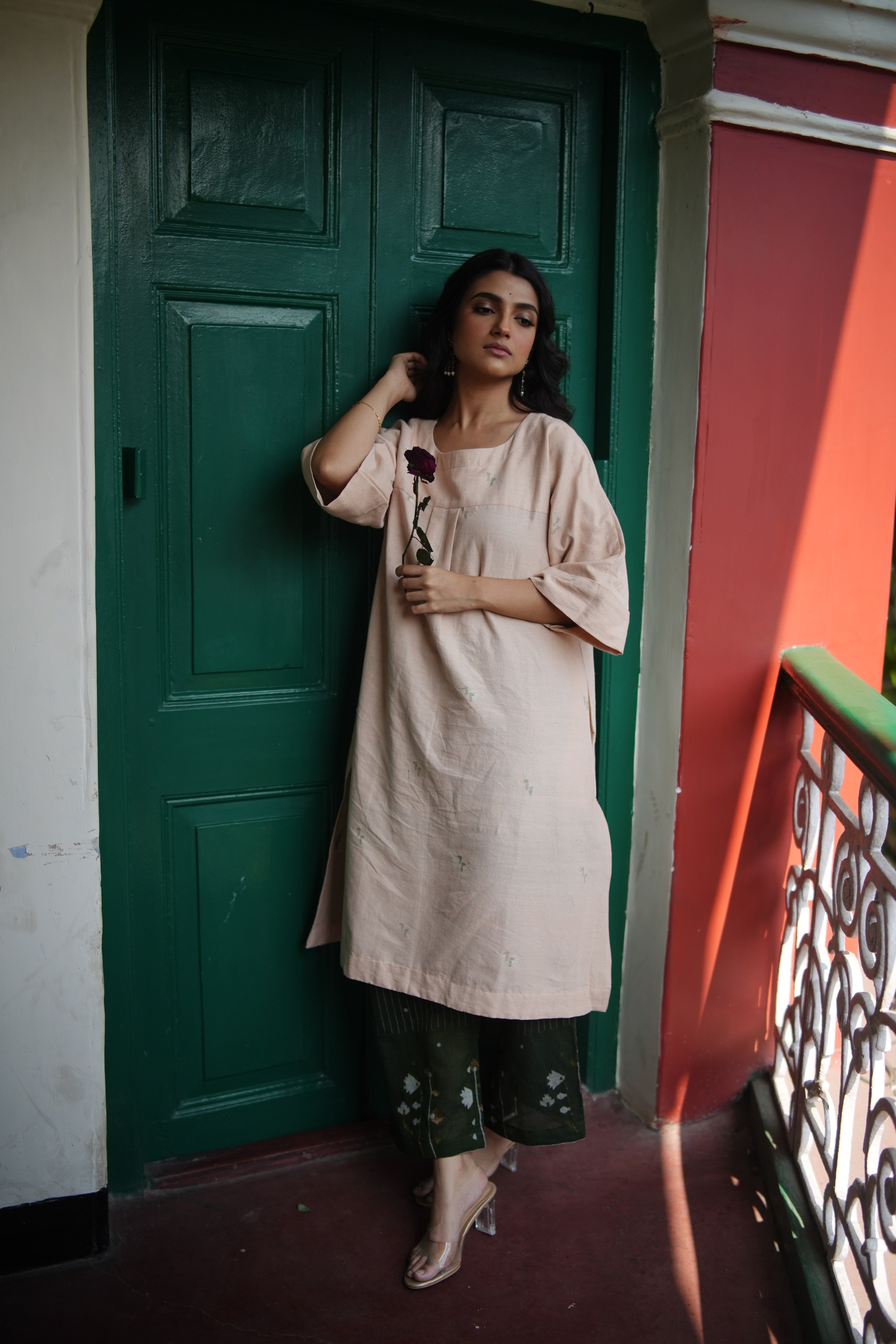 Olive Dusk (Organic Cotton Jamdani Coord)