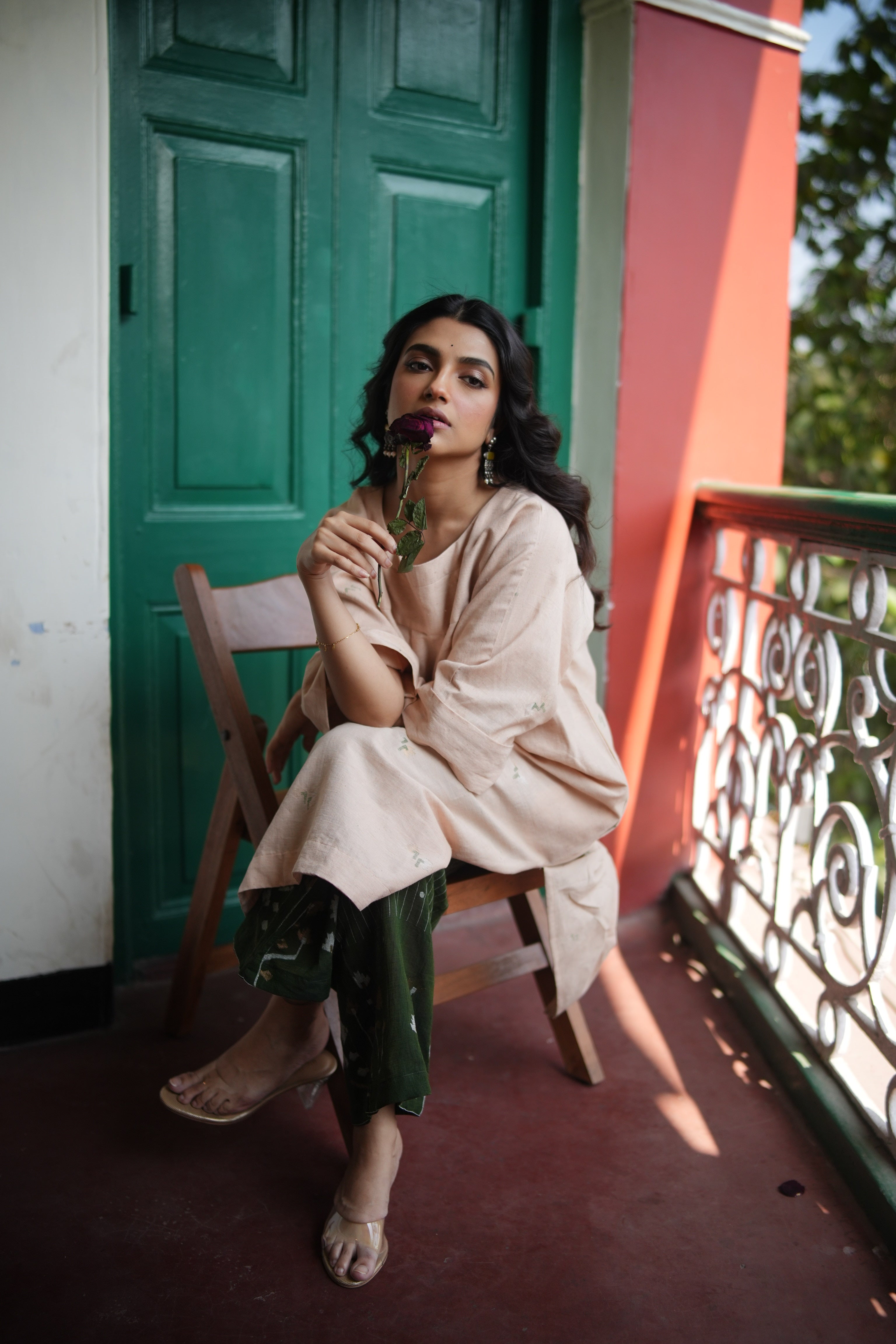 Olive Dusk (Organic Cotton Jamdani Coord)