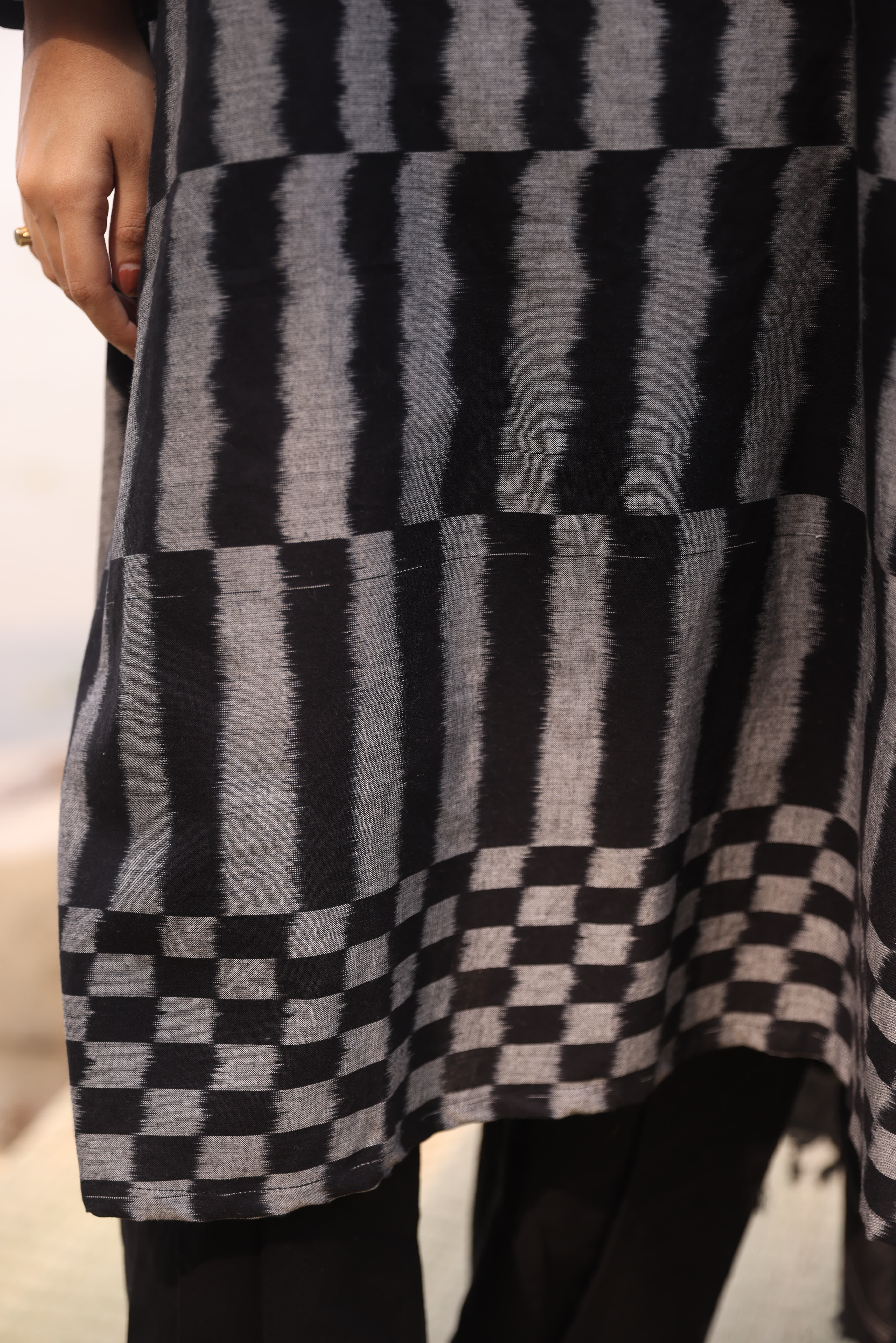 Sahaj - Black Pink (Ikat Handloom Cotton)