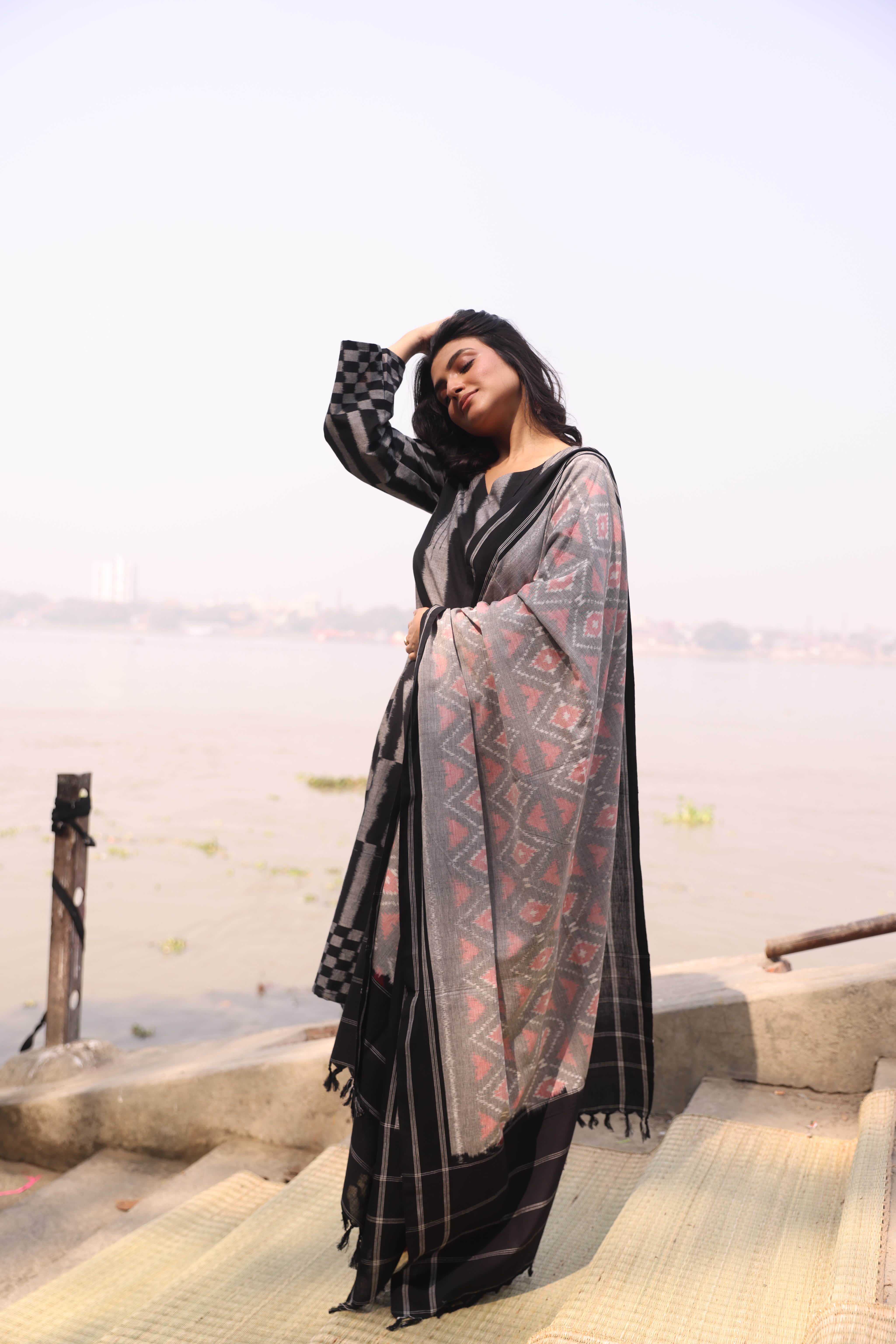 Sahaj - Black Pink (Ikat Handloom Cotton)