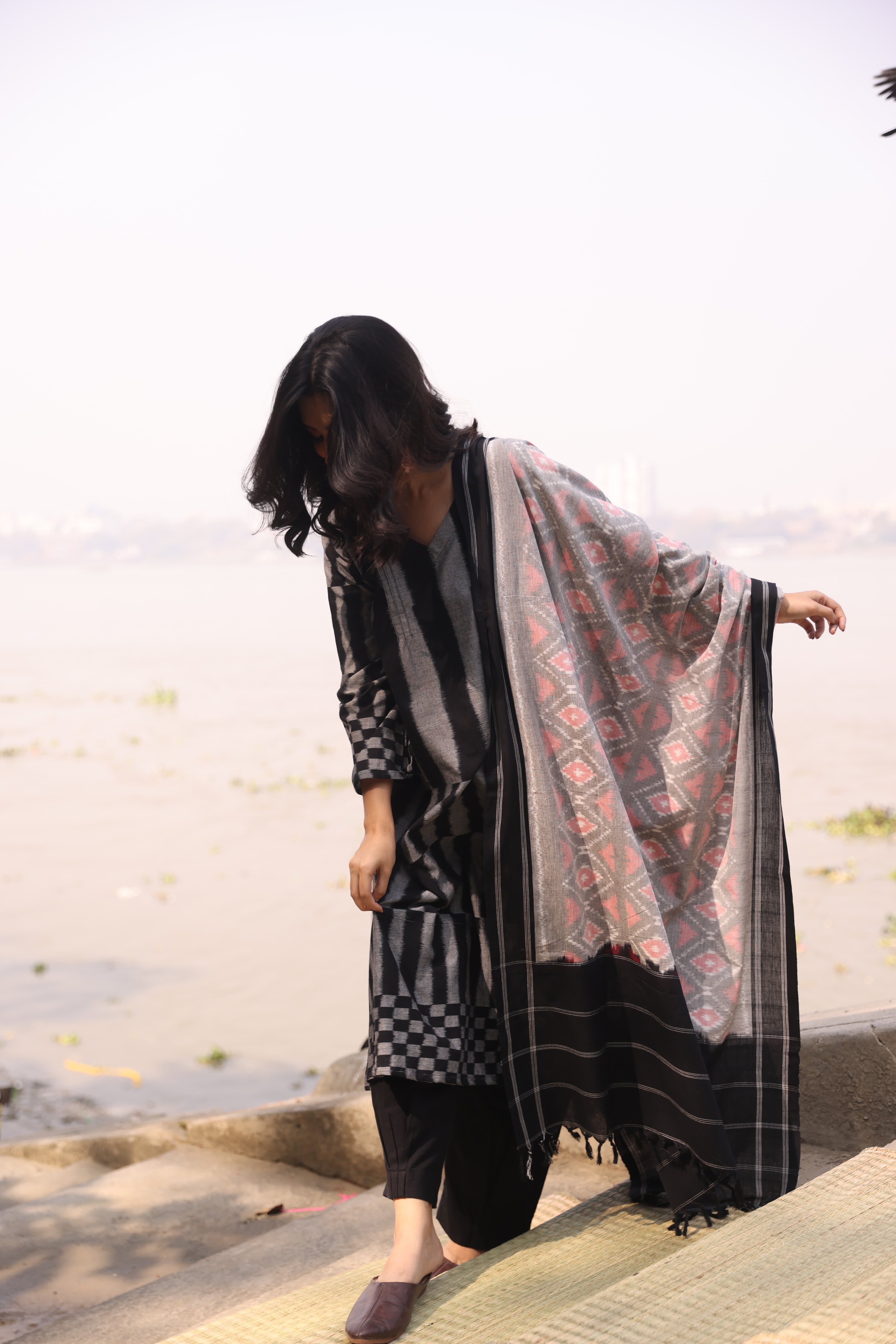 Sahaj - Black Pink (Ikat Handloom Cotton)