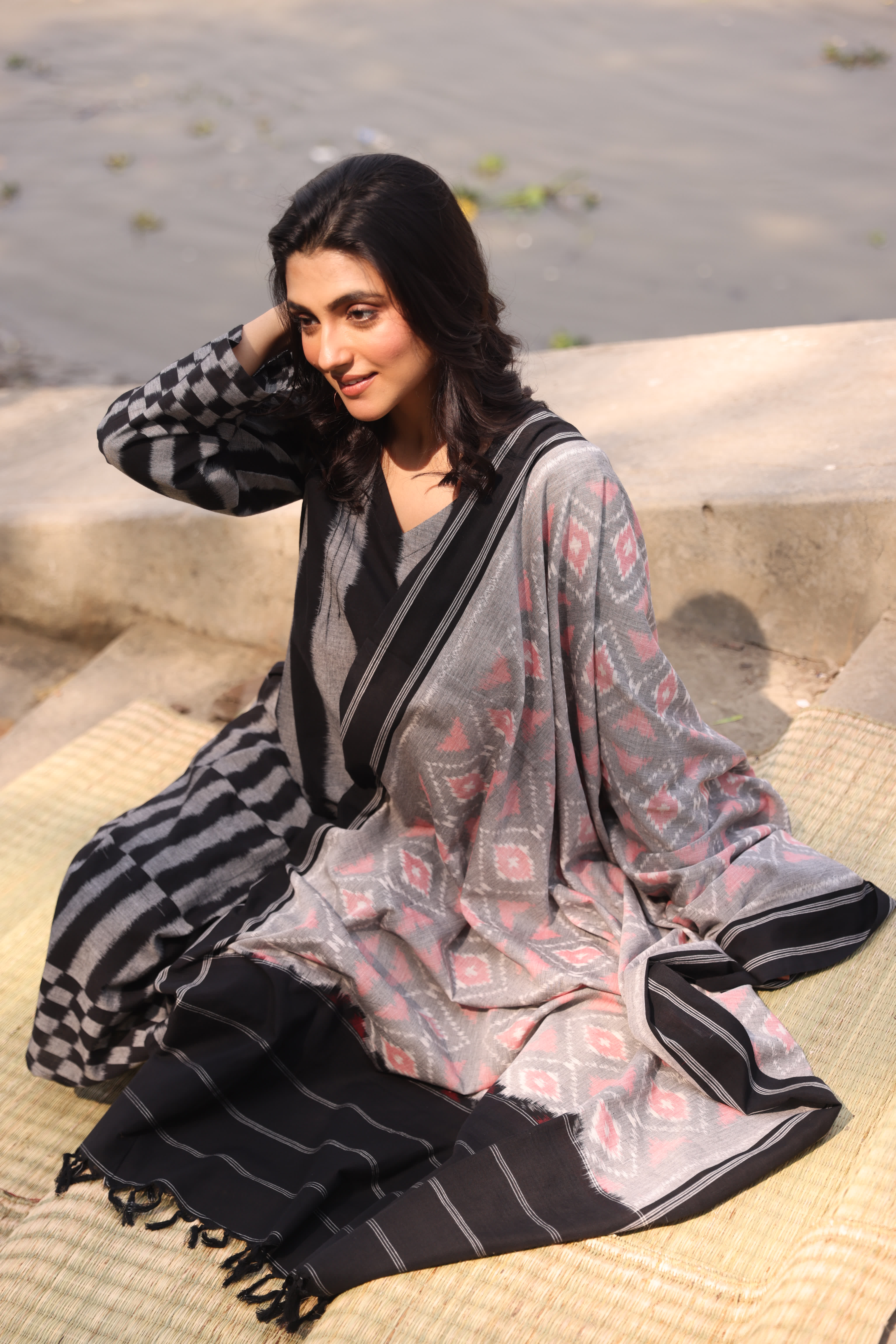Sahaj - Black Pink (Ikat Handloom Cotton)