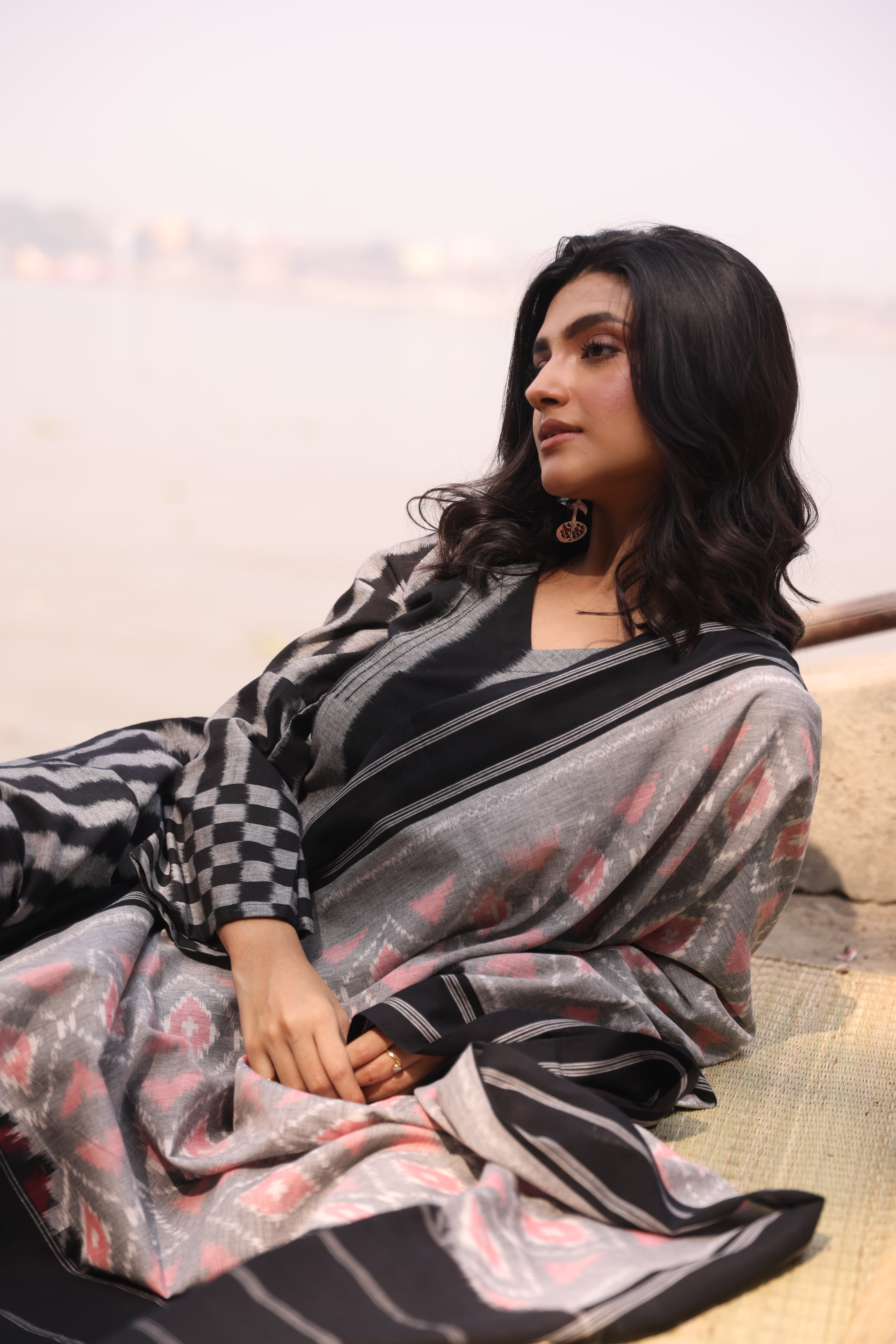 Sahaj - Black Pink (Ikat Handloom Cotton)