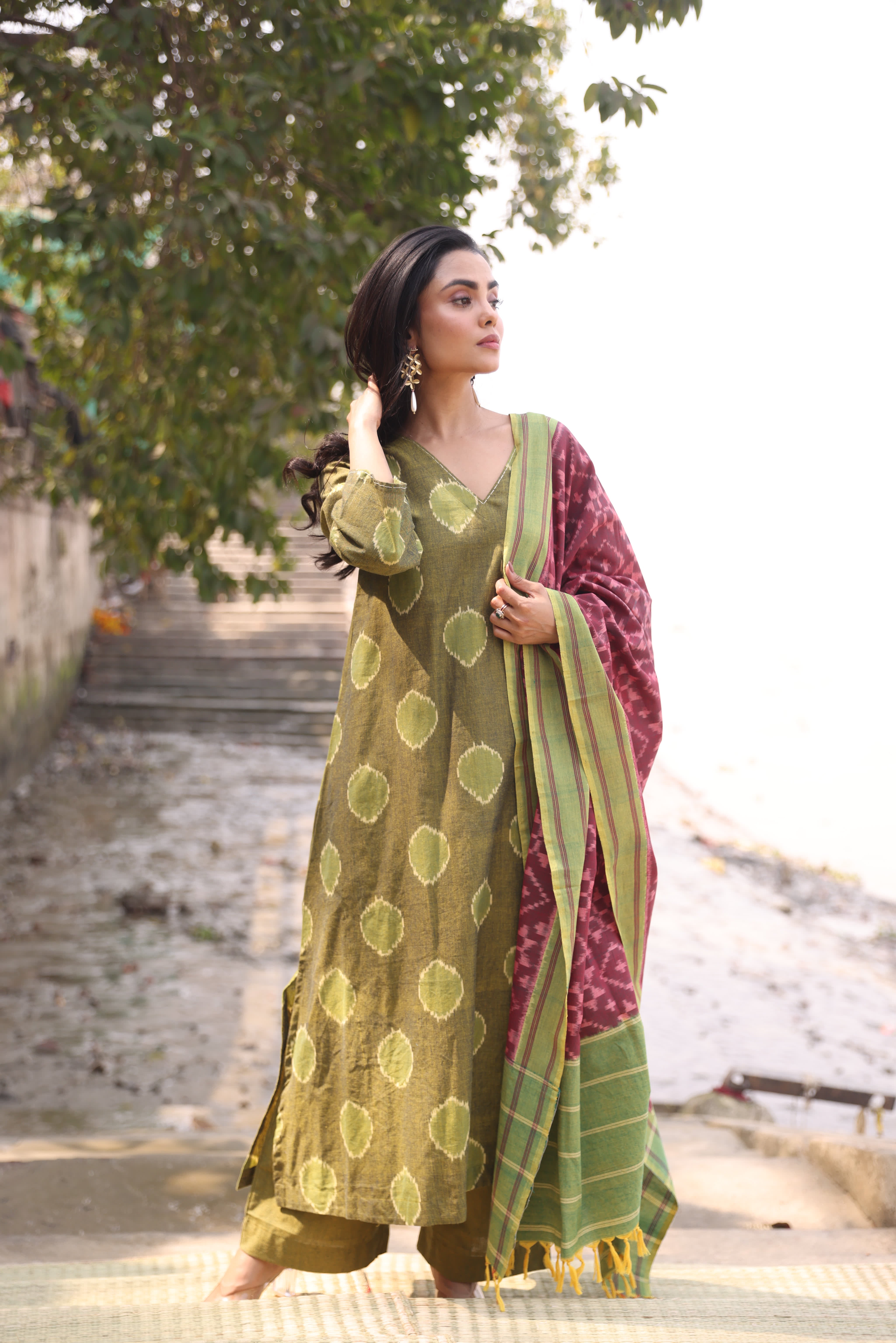 Sahaj - Green (Ikat Handloom Cotton)