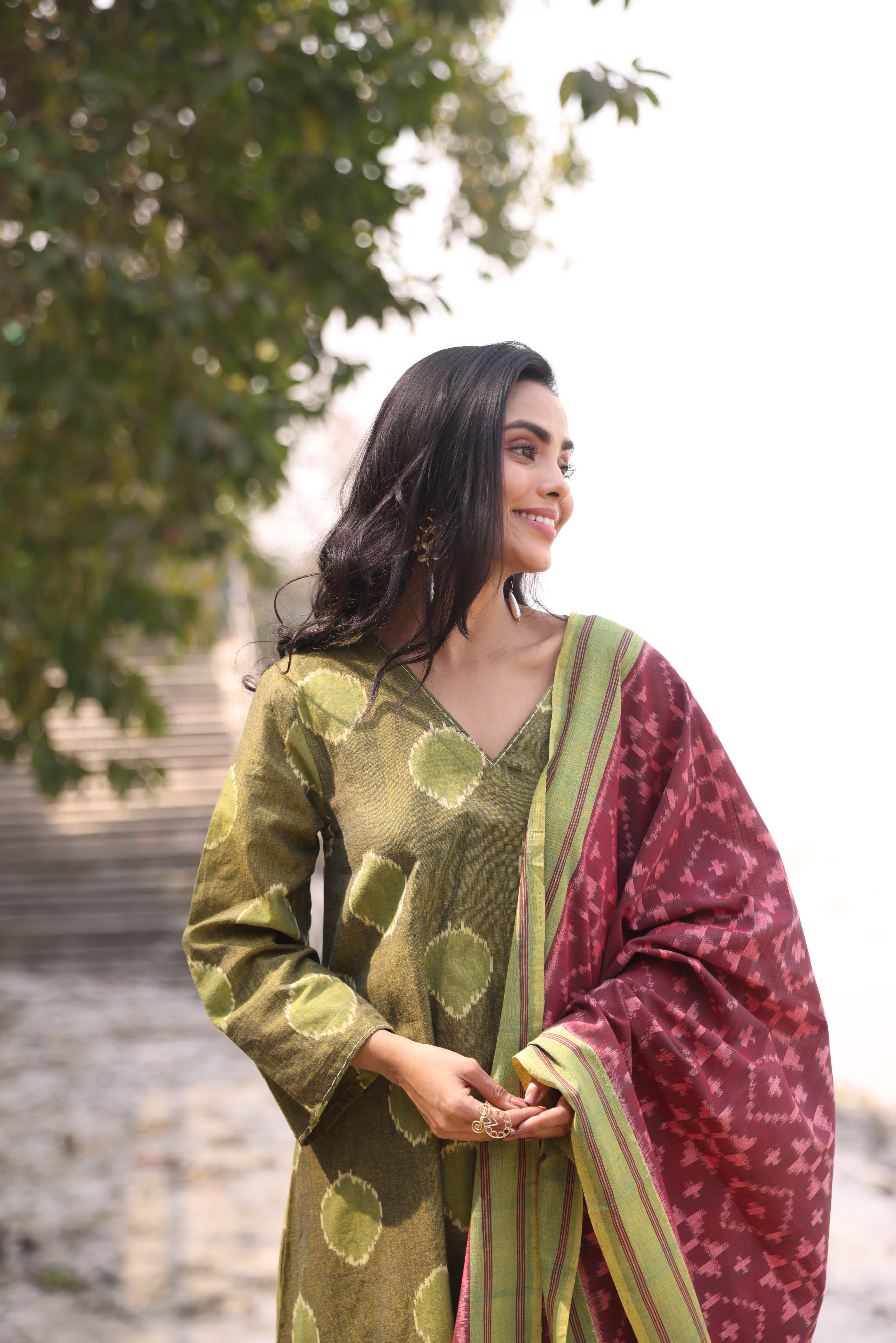 Sahaj - Green (Ikat Handloom Cotton)