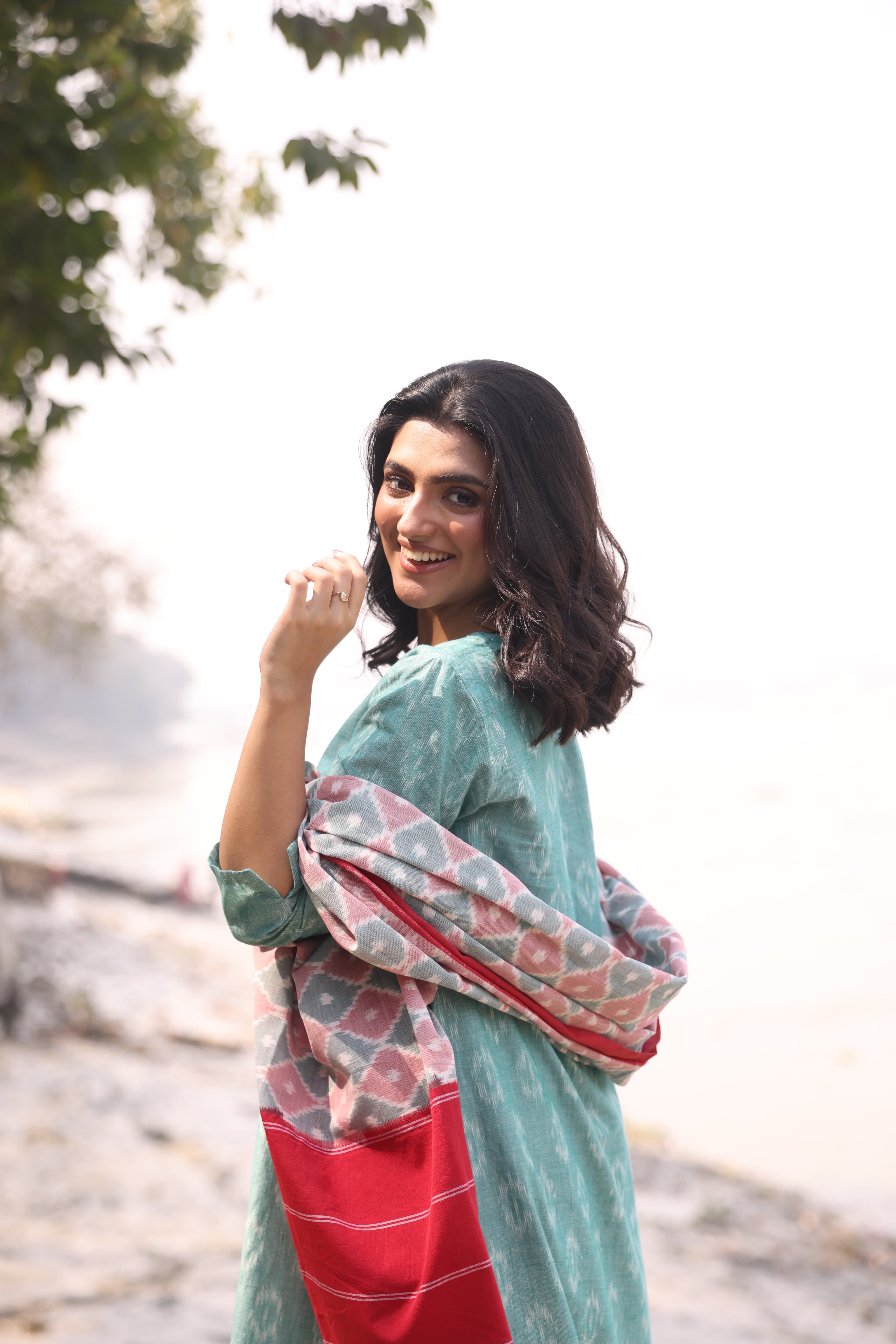 Sahaj - Mint (Ikat Handloom Cotton)