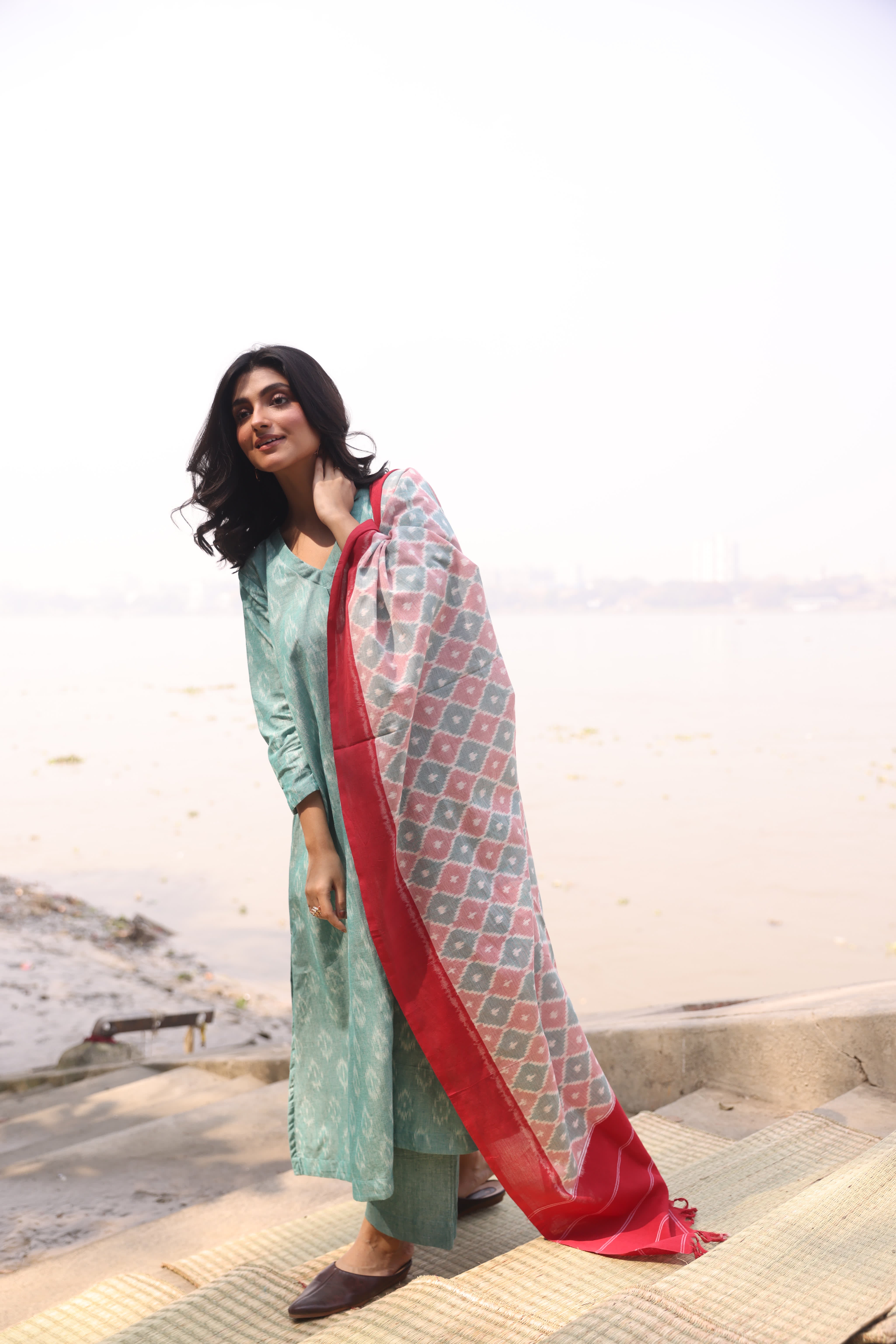 Sahaj - Mint (Ikat Handloom Cotton)