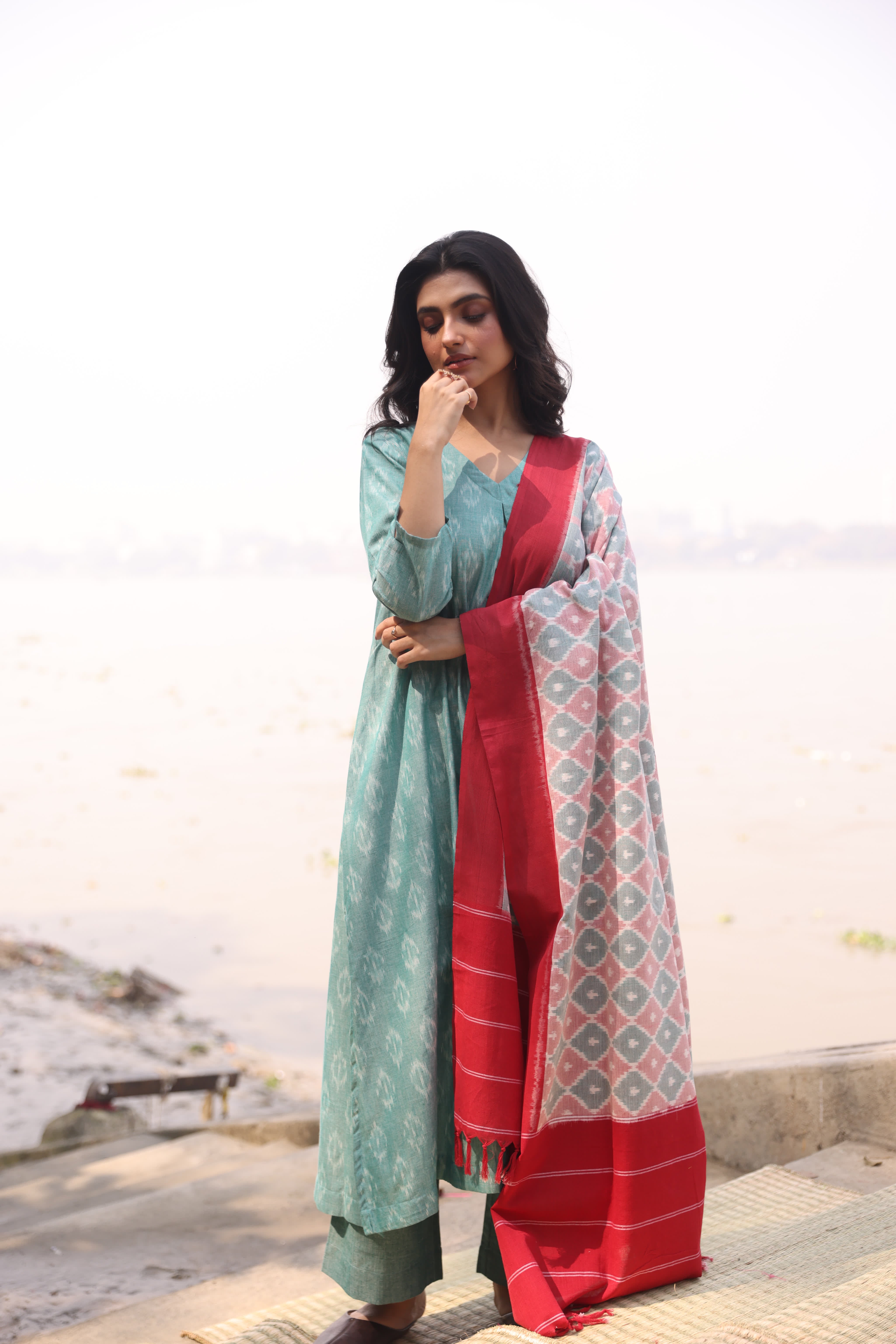 Sahaj - Mint (Ikat Handloom Cotton)