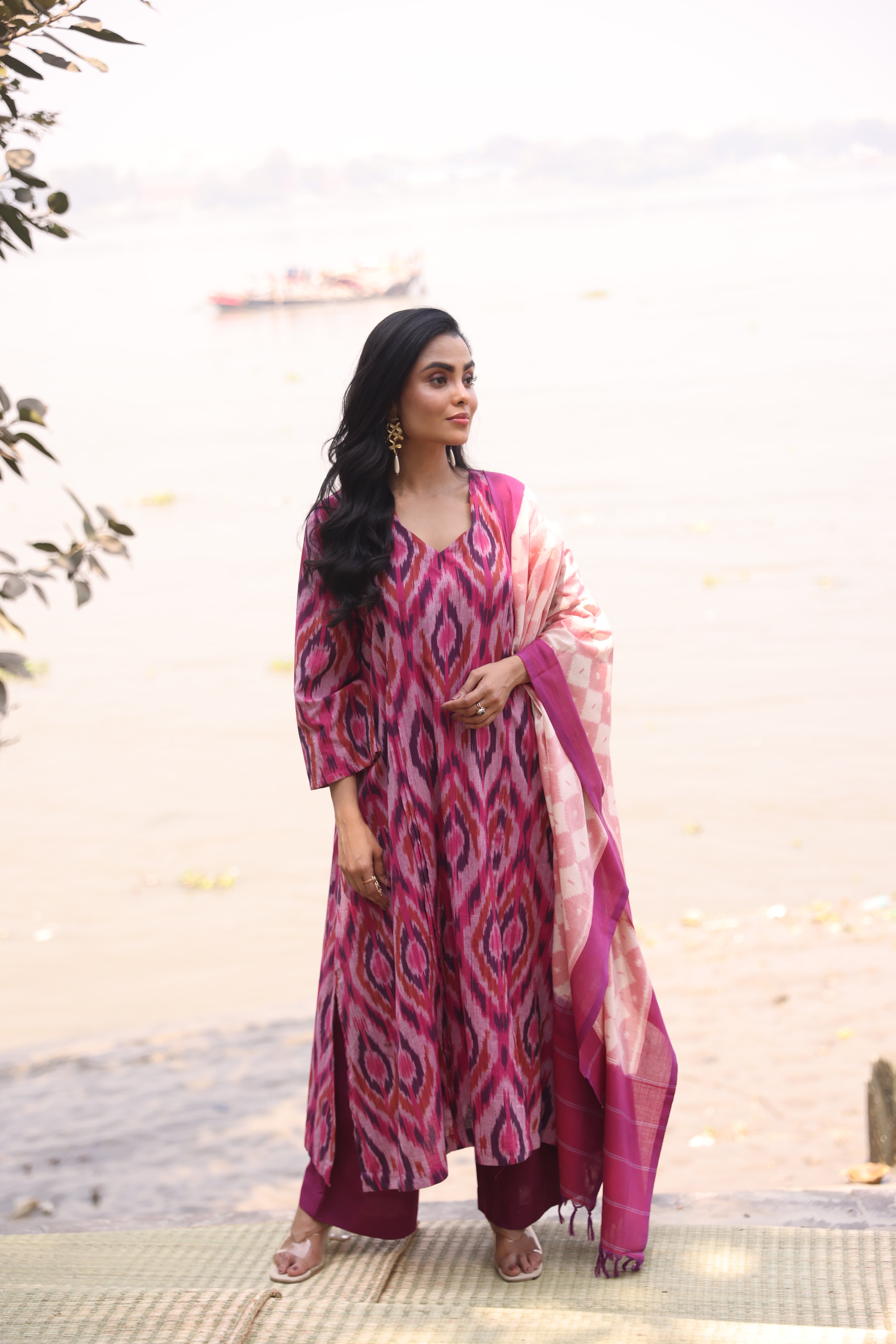 Sahaj - Magenta (Ikat Handloom Cotton)
