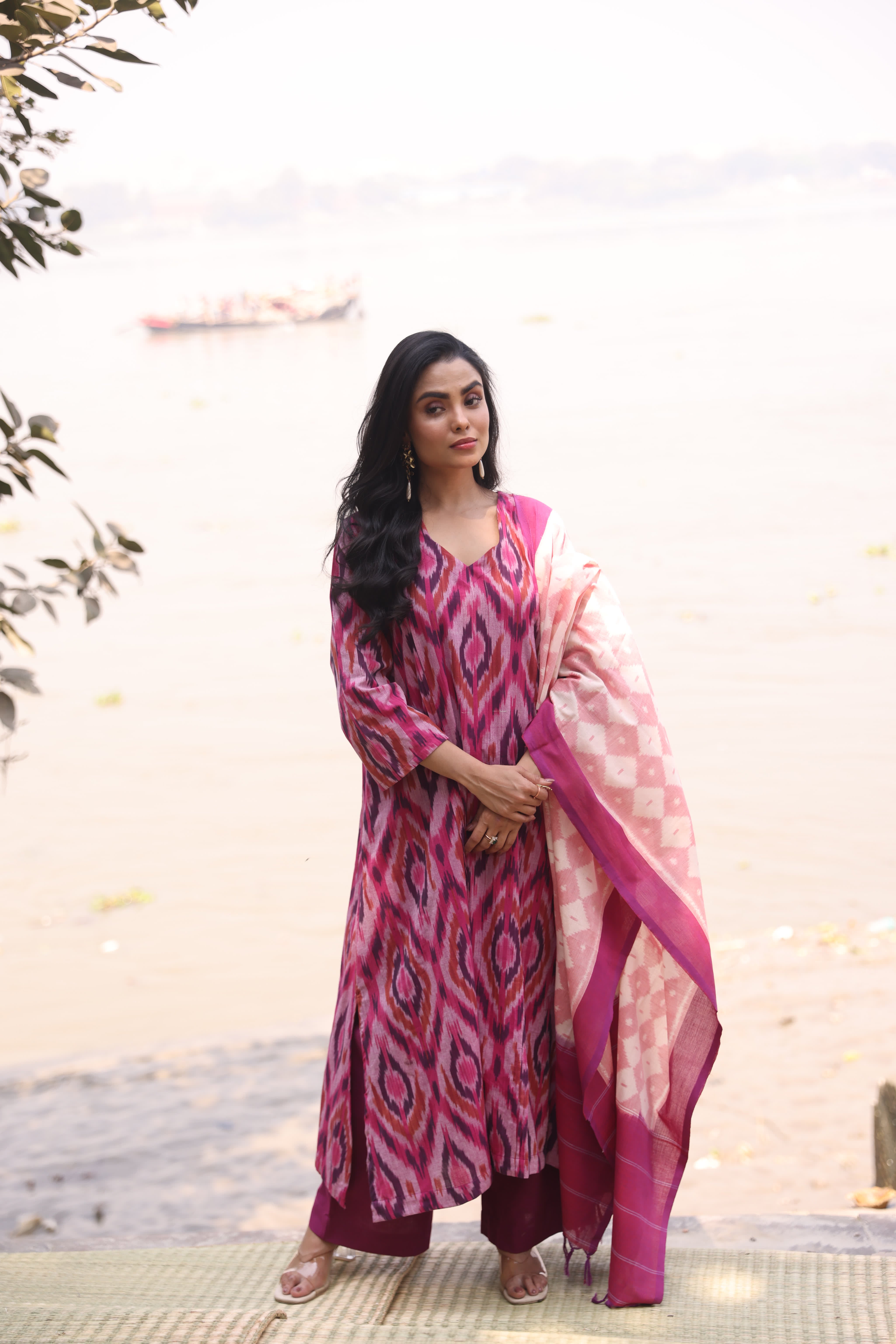Sahaj - Magenta (Ikat Handloom Cotton)
