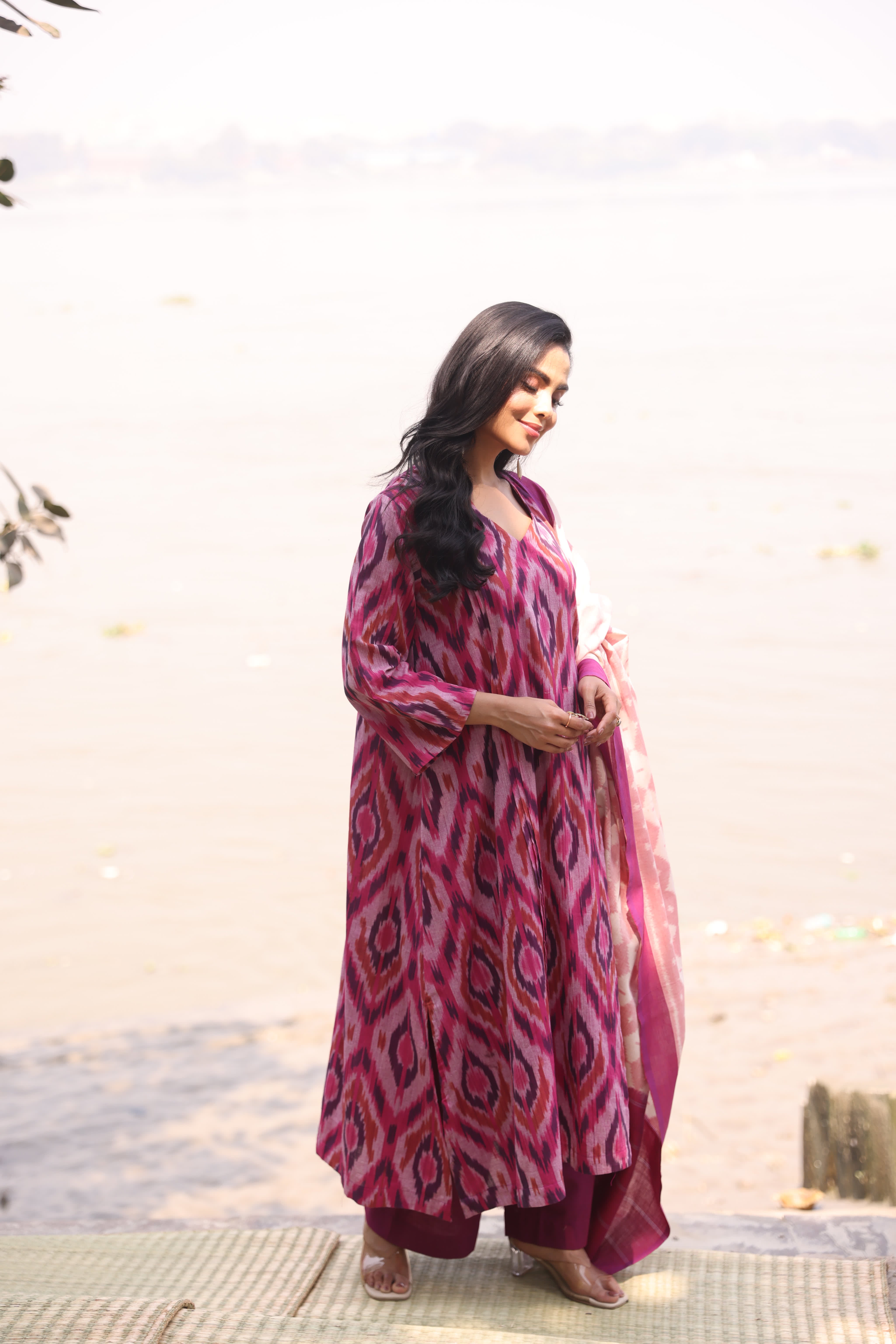 Sahaj - Magenta (Ikat Handloom Cotton)