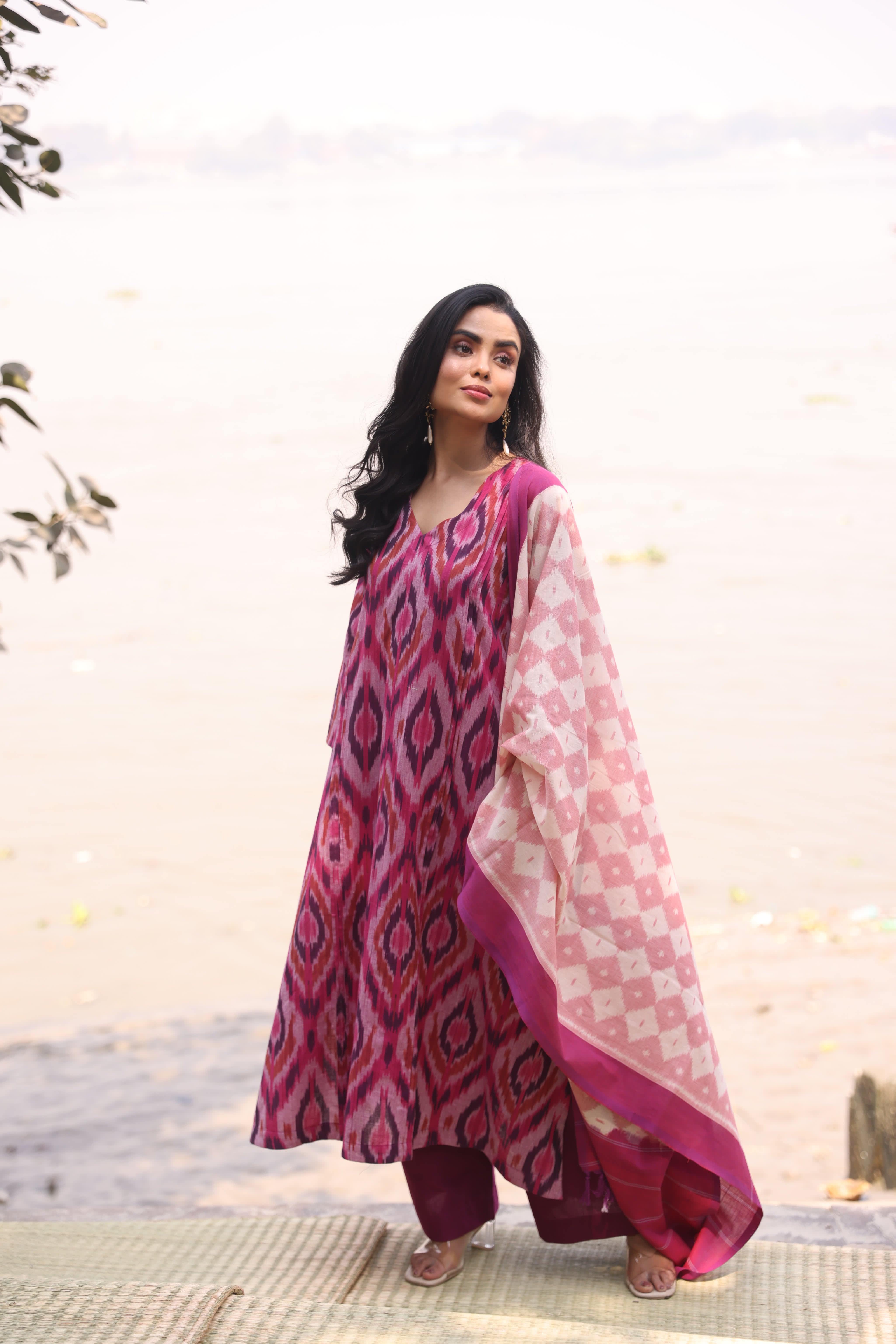 Sahaj - Magenta (Ikat Handloom Cotton)