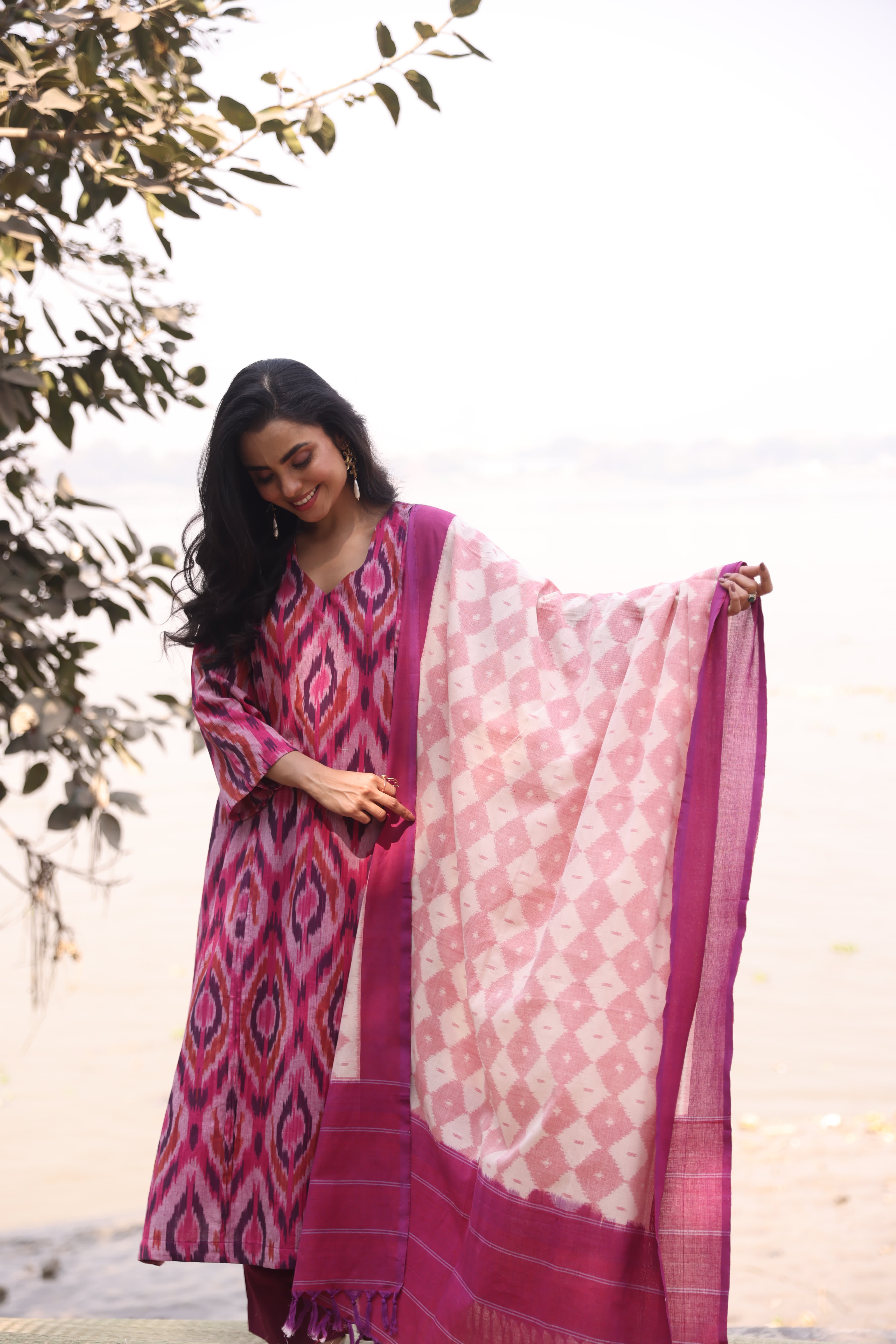 Sahaj - Magenta (Ikat Handloom Cotton)