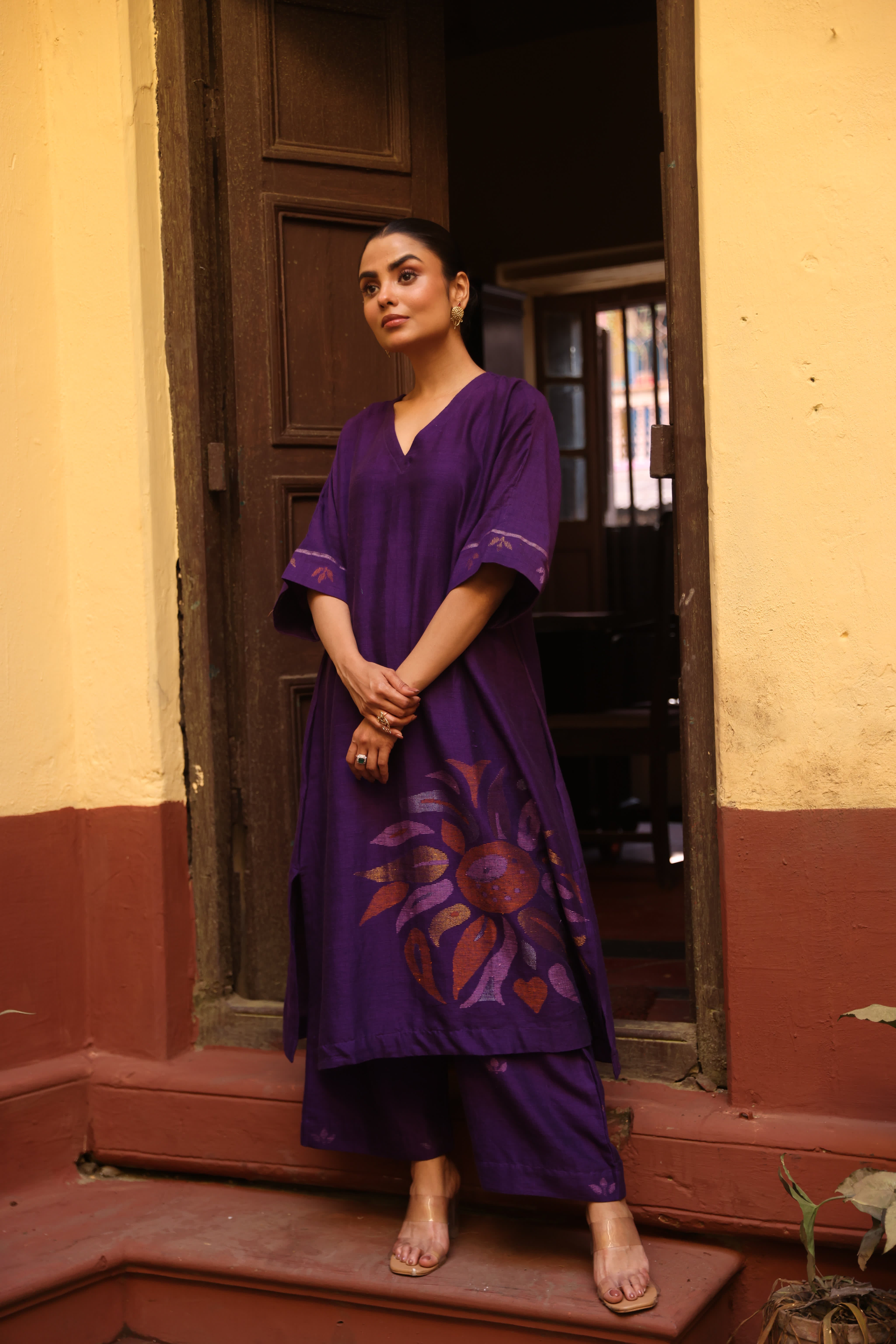 Violet Bloom (Organic Cotton Jamdani Coord)