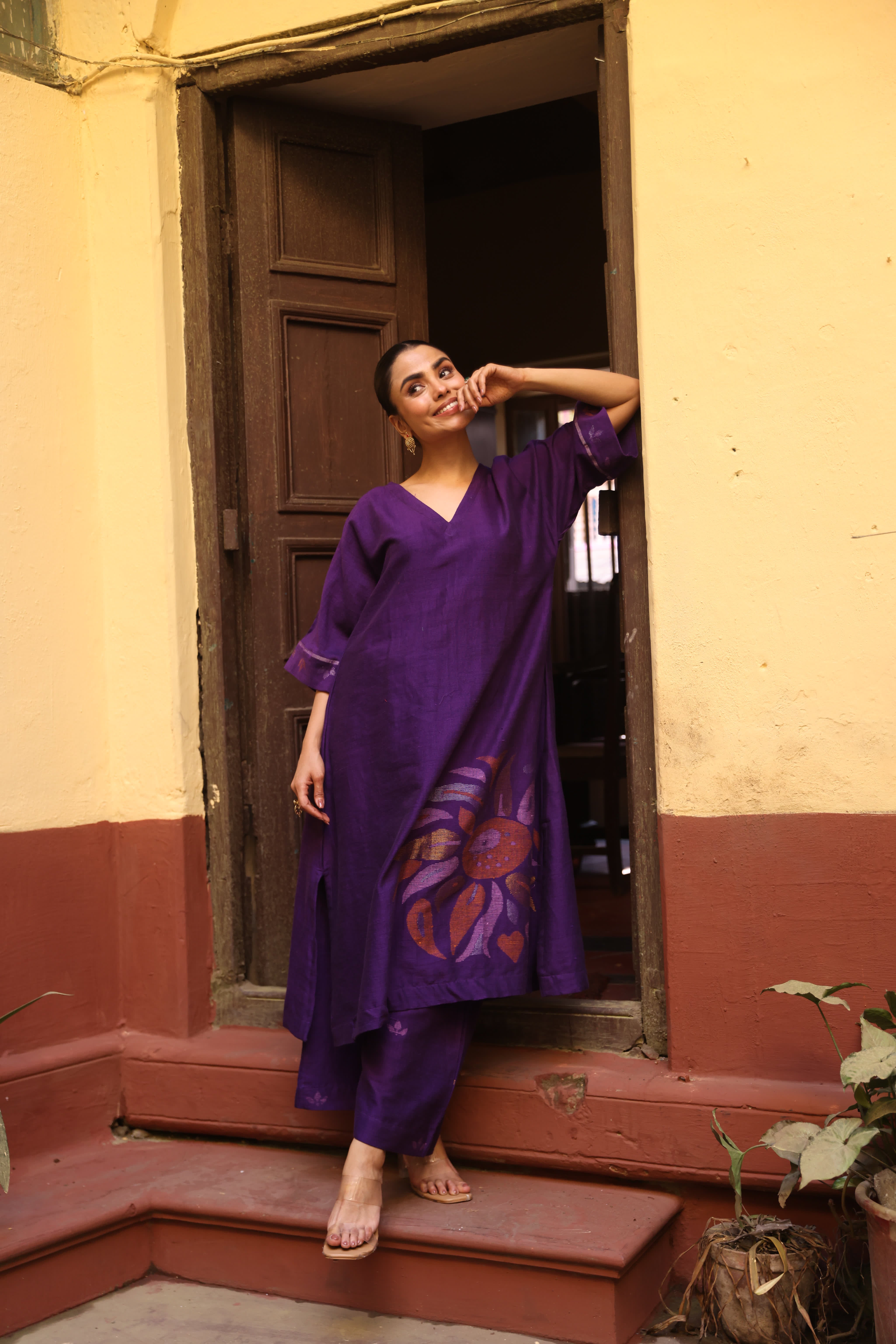Violet Bloom (Organic Cotton Jamdani Coord)