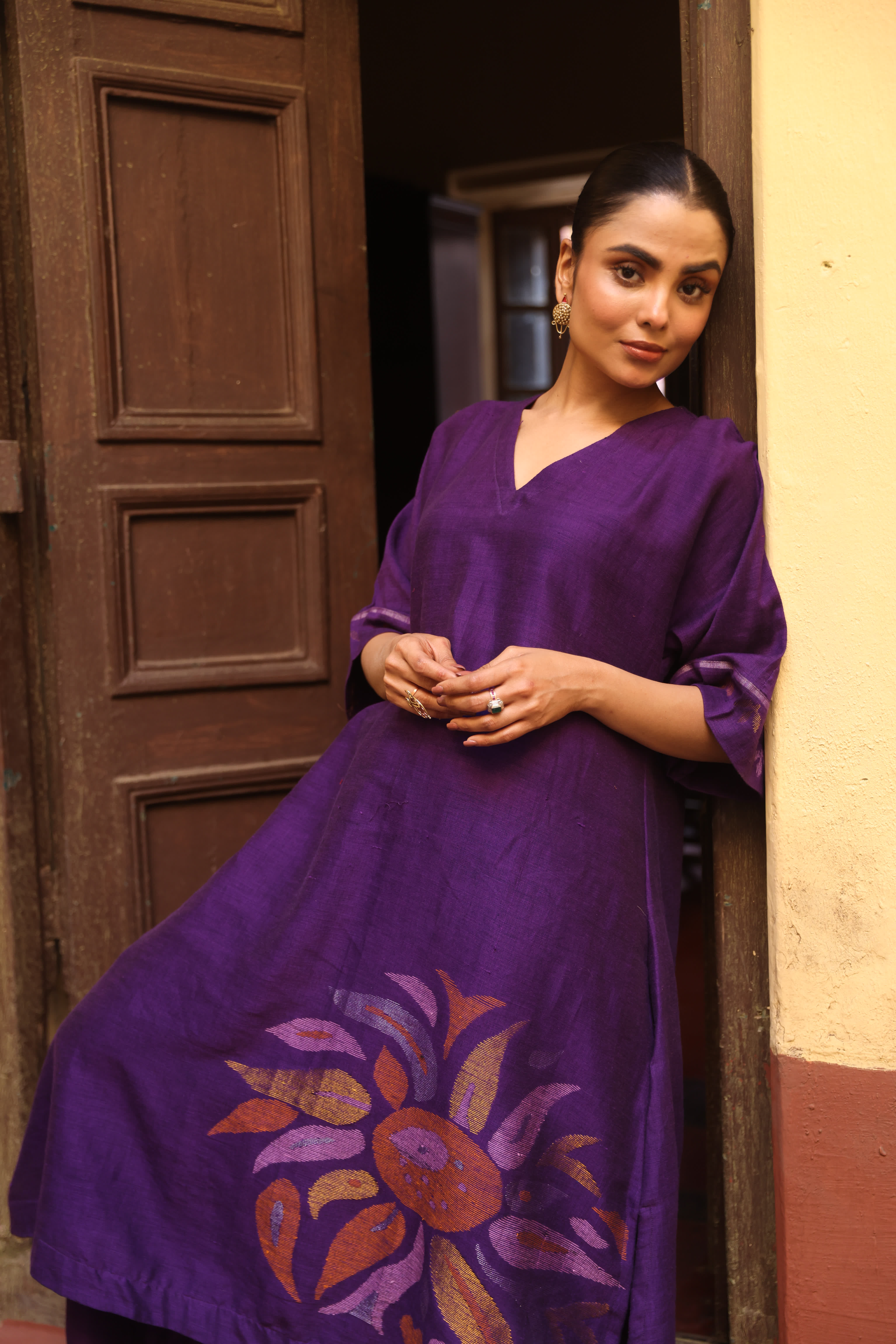Violet Bloom (Organic Cotton Jamdani Coord)